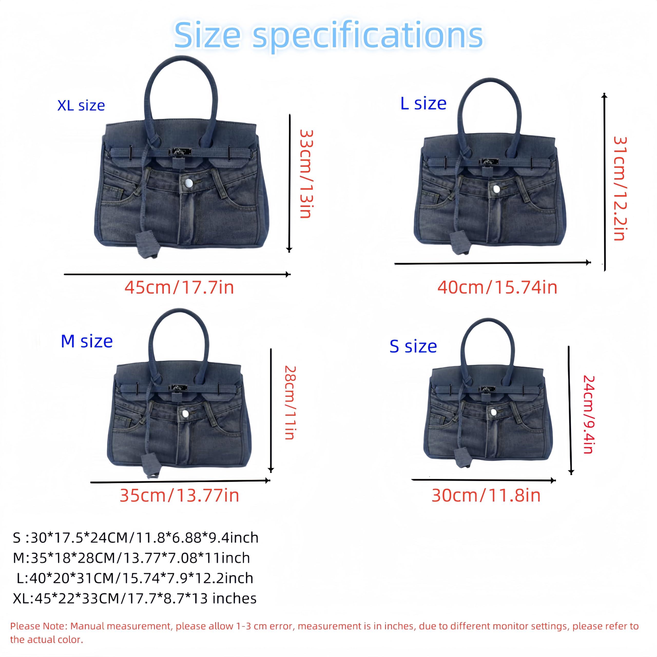 Women's Denim Tote Bag - Spacious Retro Shoulder Bag for Beach & Casual Outings