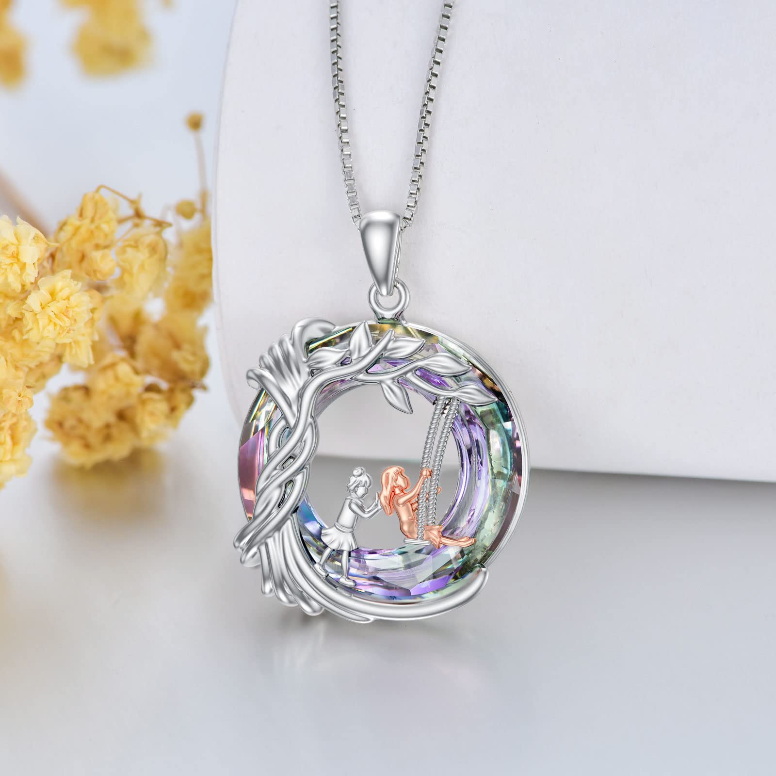 925 Sterling Silver Tree of Life Necklace for Sisters - Crystal Jewelry Gift for Women, Daughter & Friends | Birthday, Mother's Day Present | Sister Bonding & Special Occasion Jewelry