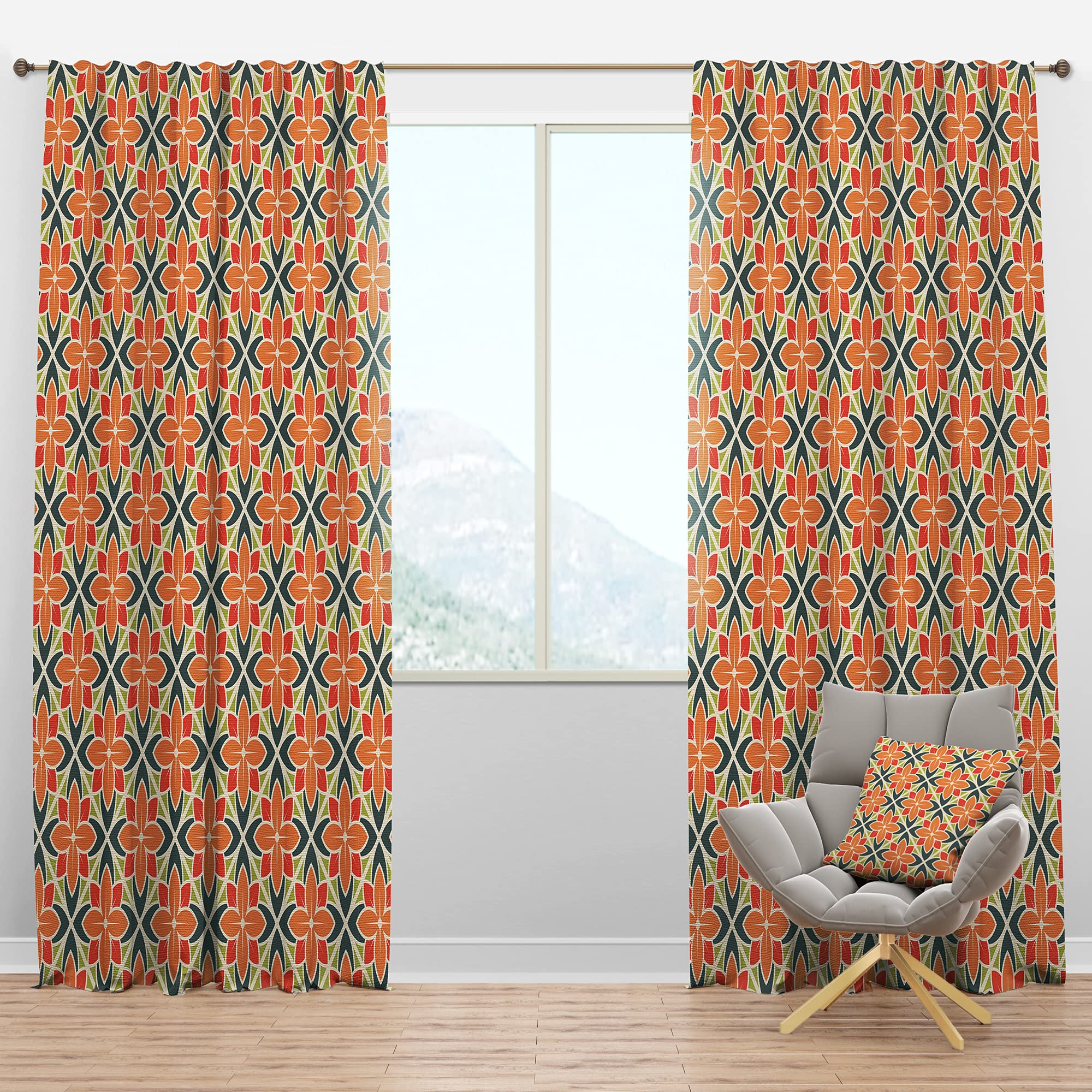 Blackout Curtains Retro Floral Pattern IV - Thermal Insulated Bedroom & Living Room Drapes - Single Panel 52x84 Inches - Perfect for Light Blocking, Privacy & Energy Efficiency