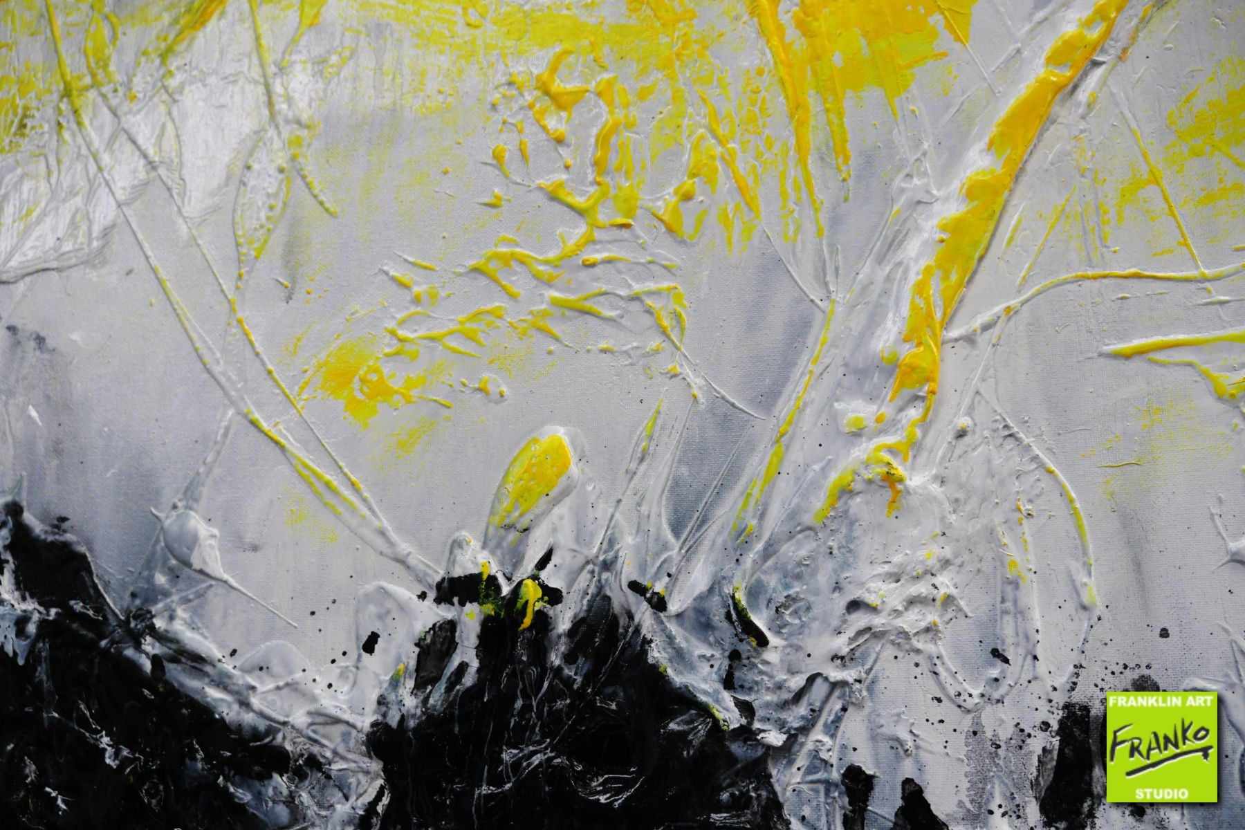Retrofaction 200cm x 80cm Grey Black Neon Yellow Textured Abstract Canvas Art - Modern Wall Decor for Living Room, Bedroom & Office
