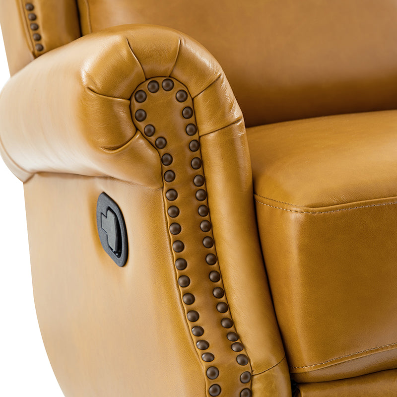 Martina Genuine Leather Manual Swivel Glider Recliner Chair - Comfortable Living Room Seating for Relaxing, Reading & Nursing