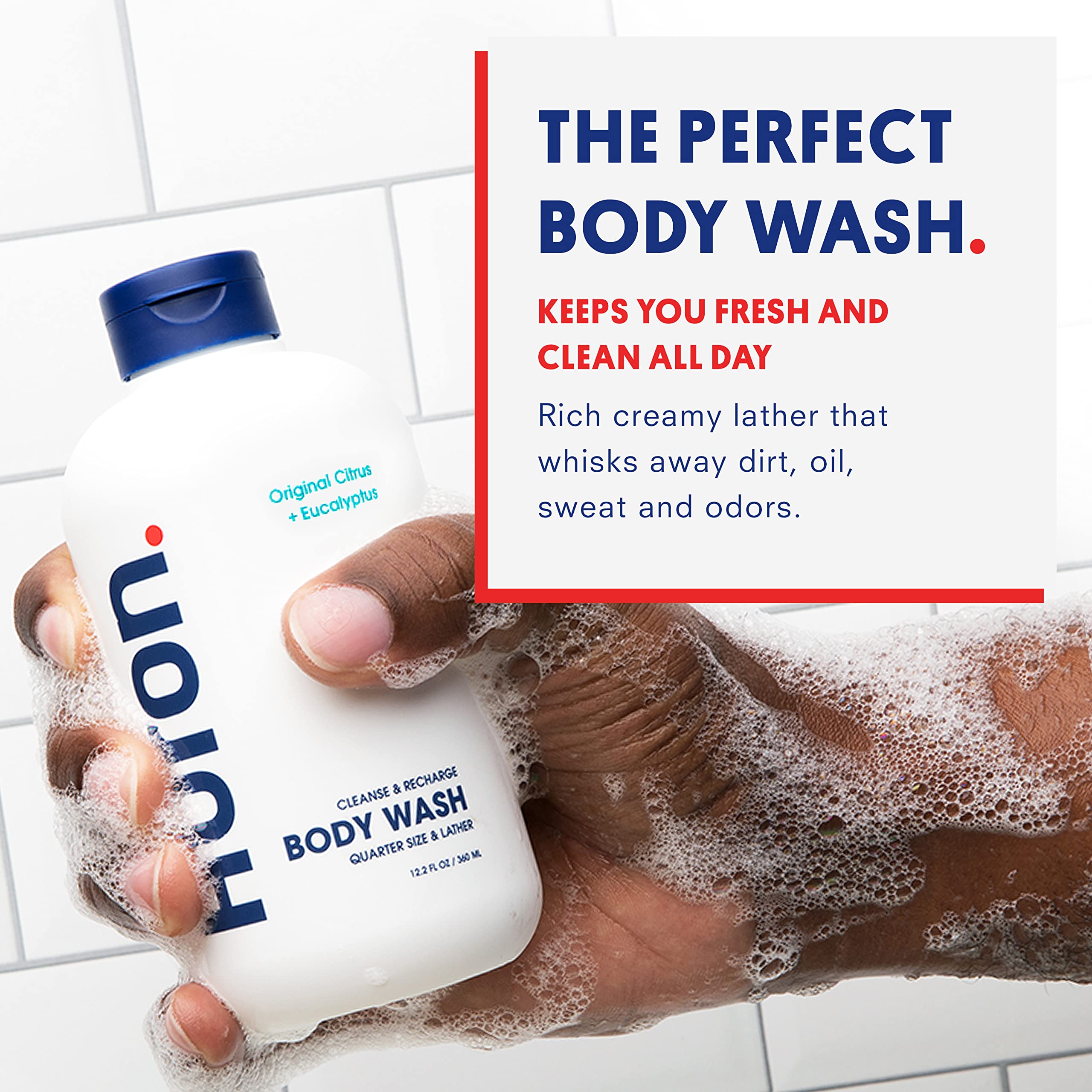 Huron Men’s Moisturizing Body Wash - Sandalwood, Black Pepper & Cedarwood Scent - Coconut Oil, Vitamin E & Witch Hazel - Vegan & Cruelty-Free - 12.2 fl oz (2 Pack) - Perfect for Shower & Gym Use