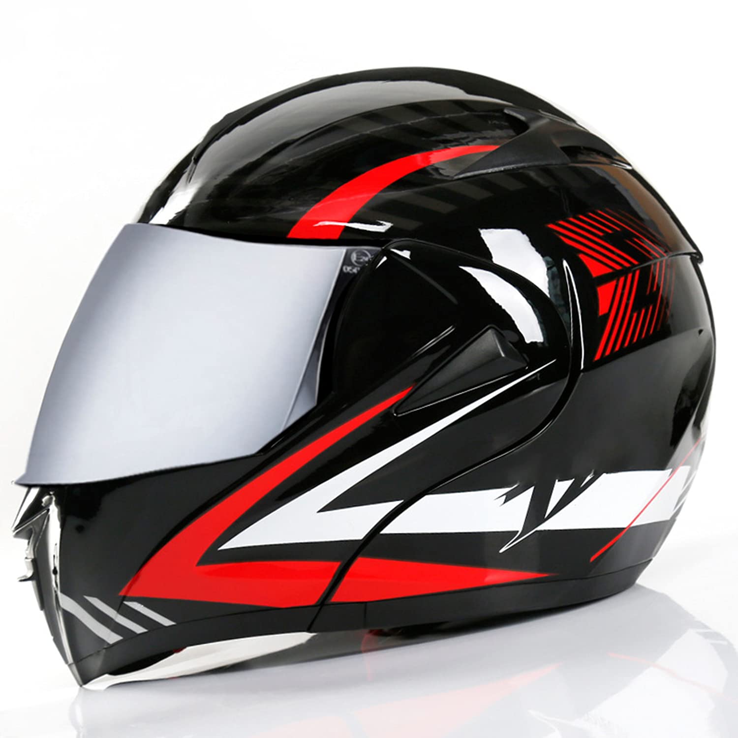 Anti-Fog Dual Visor Modular Motorcycle Helmet - Full Face Flip Up Design with ECE/DOT Safety Certification for Men & Women - Ideal for Street Bikes, Scooters, Cross Country and Racing - Perfect for Commuting, Touring and Adventure Riding