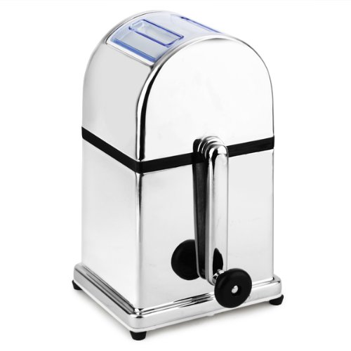 Chrome Manual Ice Crusher with Ice Tray & Scoop - Ice Grinder & Chopper for Cocktails, Smoothies & Home Bars - Perfect for Parties & Kitchen Use