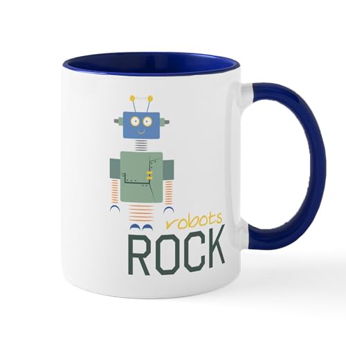 White/Navy Inside - Robots Rock Mug