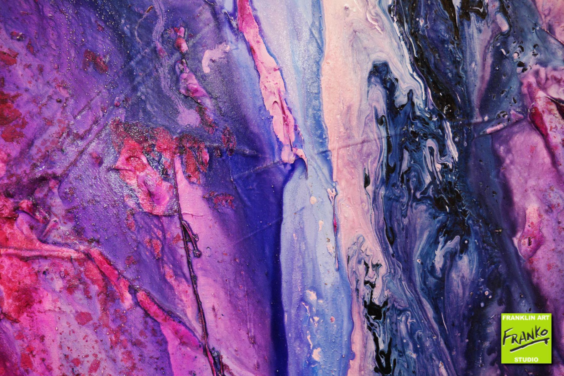 75cm x 100cm Purple Pink White Textured Abstract Canvas Wall Art - Modern Handmade Painting for Living Room, Bedroom, Office Decor