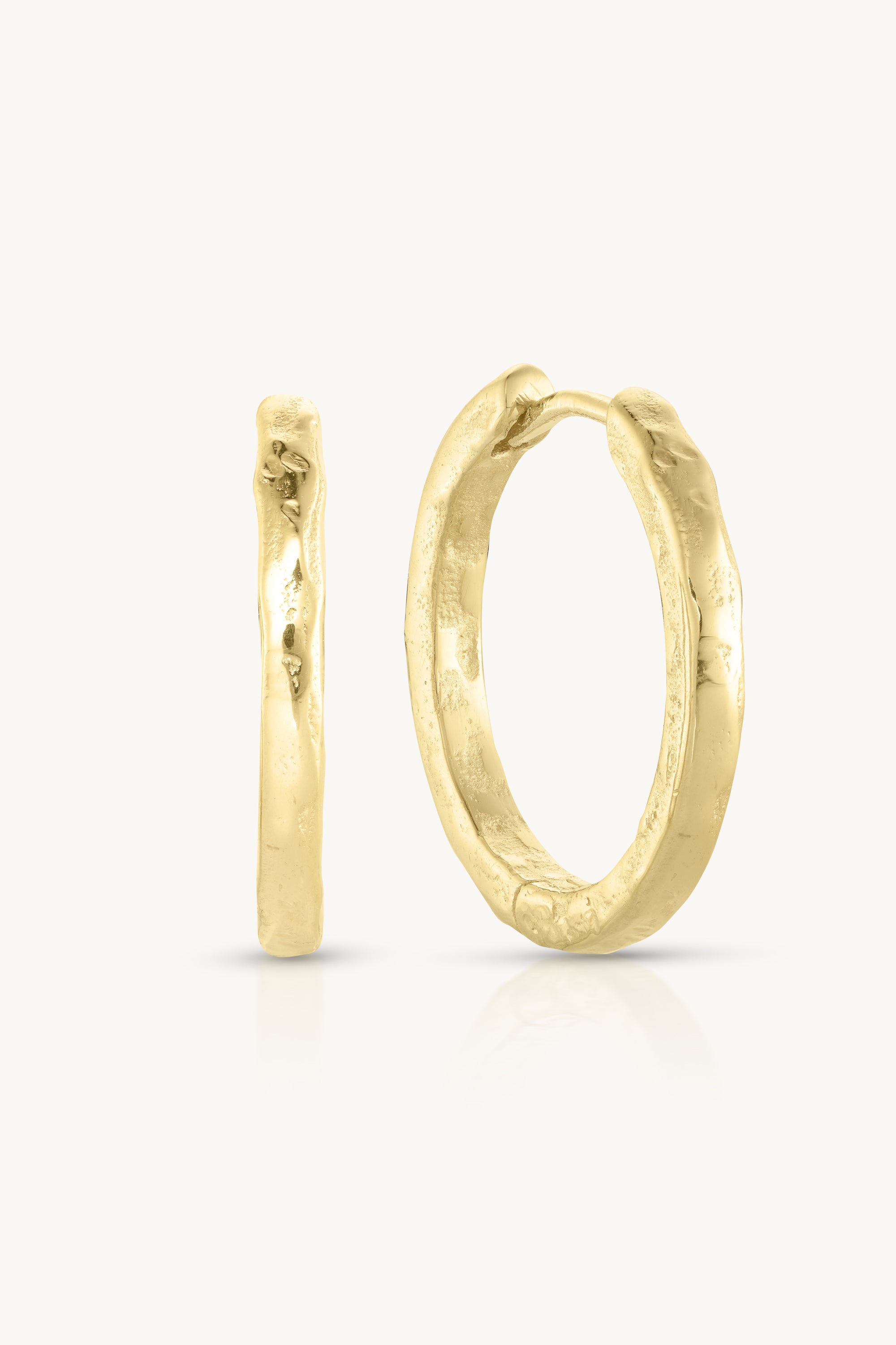 Textured Gold Huggie Hoop Earrings for Women - Large Size 14K Gold Plated Earrings for Everyday Wear & Special Occasions