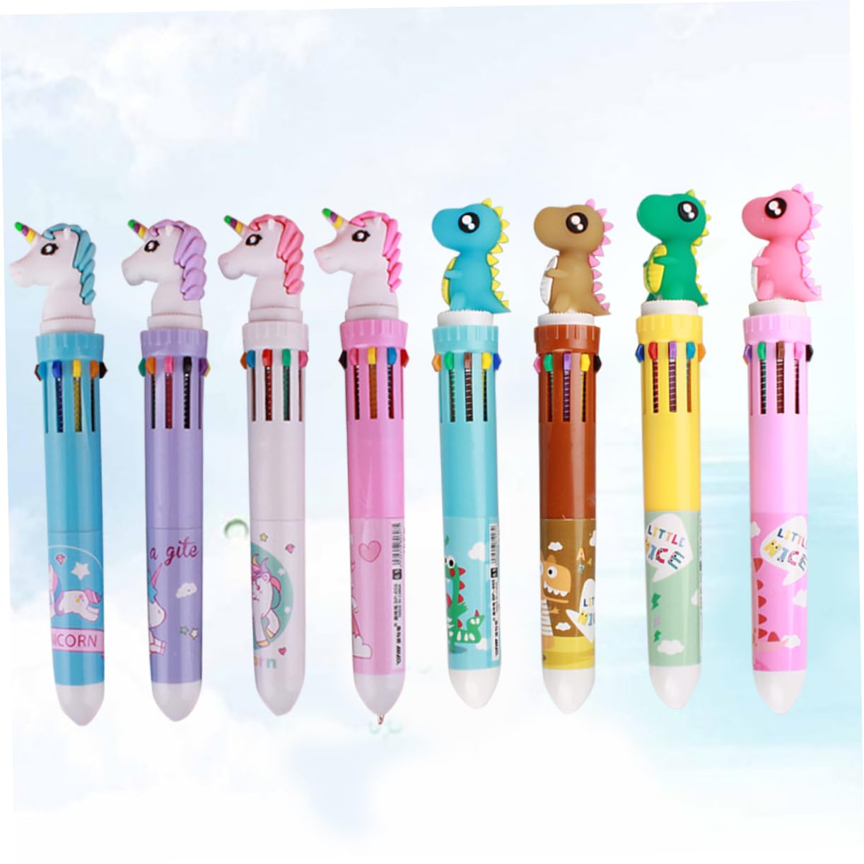 DIYEAH 8pcs 10 Student Ballpoint Pens for School, Office & Homework Writing - Smooth Korean Style Ink Pens for Exams, Note Taking & Gift Supplies