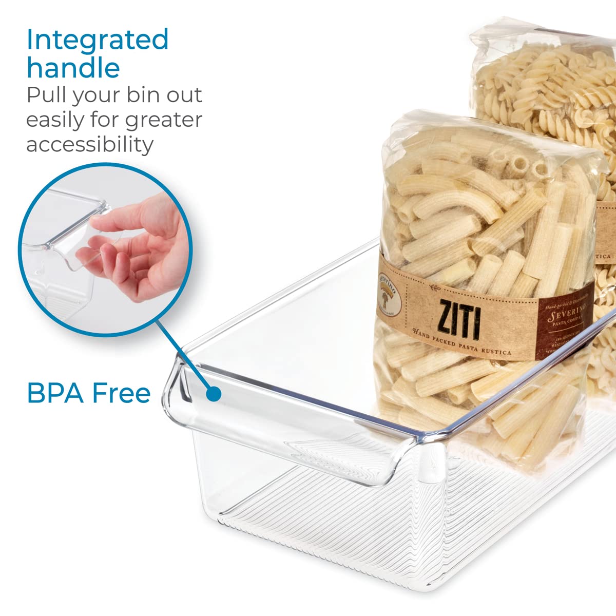 iDesign Linus Plastic Refrigerator Organizer Bin with Handle - BPA-Free Clear Food Storage Container for Fruits, Vegetables, Snacks & Drinks (11.5