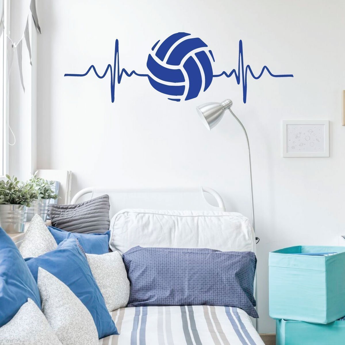 Heartbeat Volleyball Wall Decal - Premium Vinyl Sports Art Decor for Bedroom, Playroom & Gym - Easy to Apply & Remove - Perfect for Volleyball Lovers & Sports Themed Room Decor