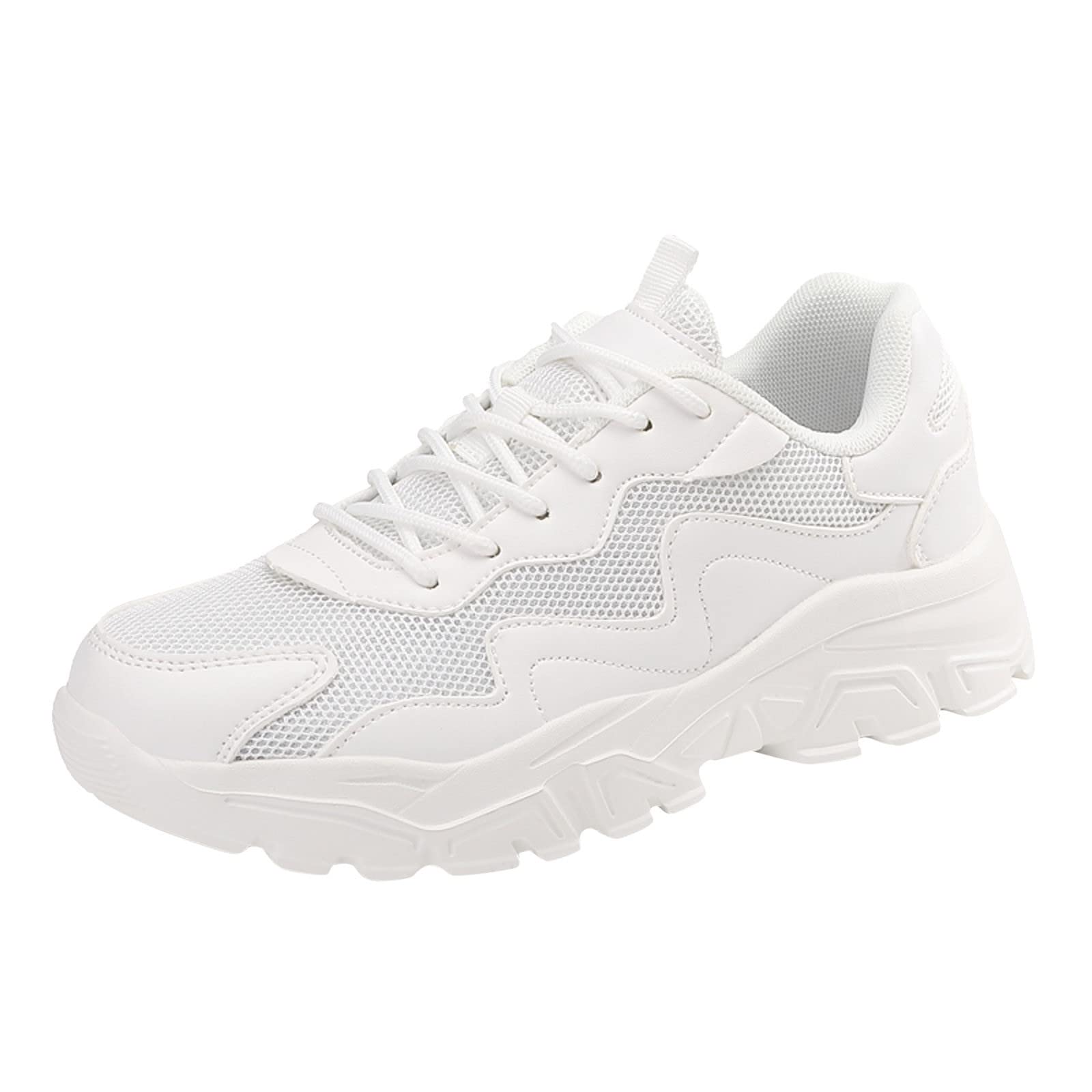Women's Fashion Sneakers - Breathable Mesh Summer Sports Shoes with Thick Non-Slip Sole & Lace-Up Design - Comfortable Walking Shoes for Women & Seniors - Perfect for Running, Gym Workouts & Daily Wear