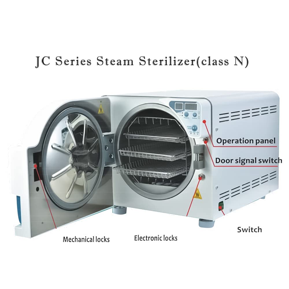 16L Full Automatic Autoclave High Pressure Steam Sterilizer with Digital LED Screen, Class N, Auto Temperature Control & Double Lock System - Perfect for Medical, Dental, Tattoo, and Beauty Salon Equipment Sterilization