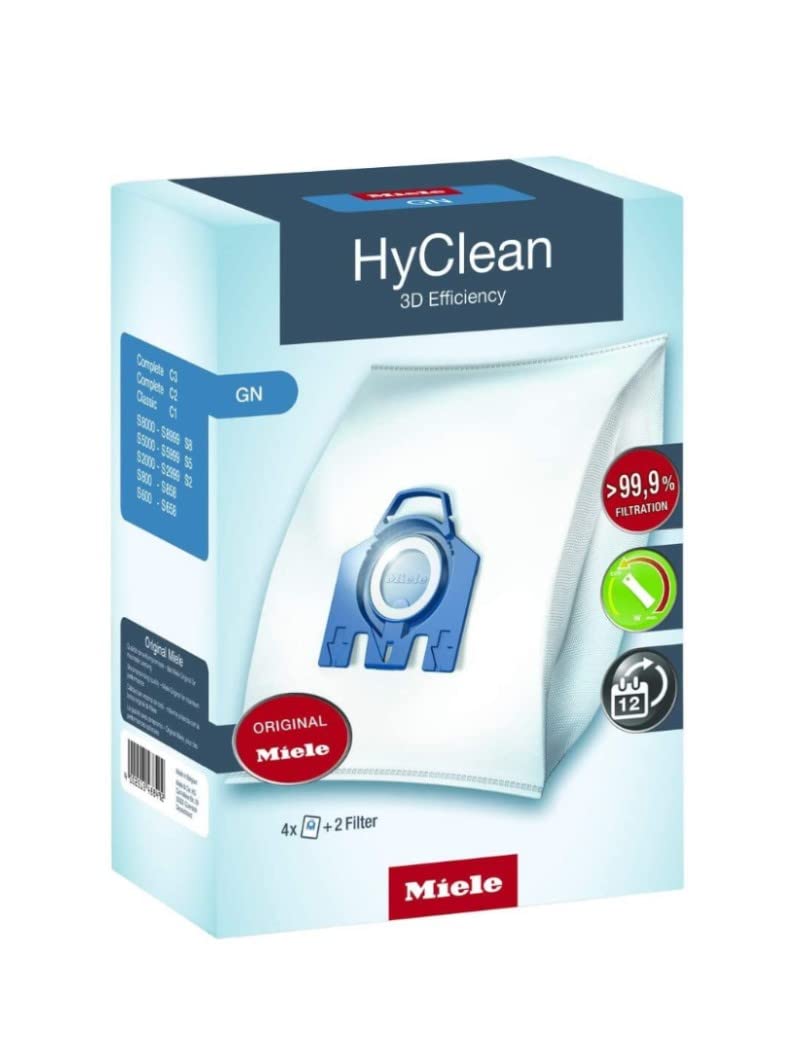 Miele Original AirClean 3D Efficiency GN Vacuum Cleaner Bags - Compatible with C1, C2, C3, S2, S5 & S8 Models - Premium Filtration for Pet Hair, Dust & Allergens - Ideal for Home Cleaning & Allergy Relief