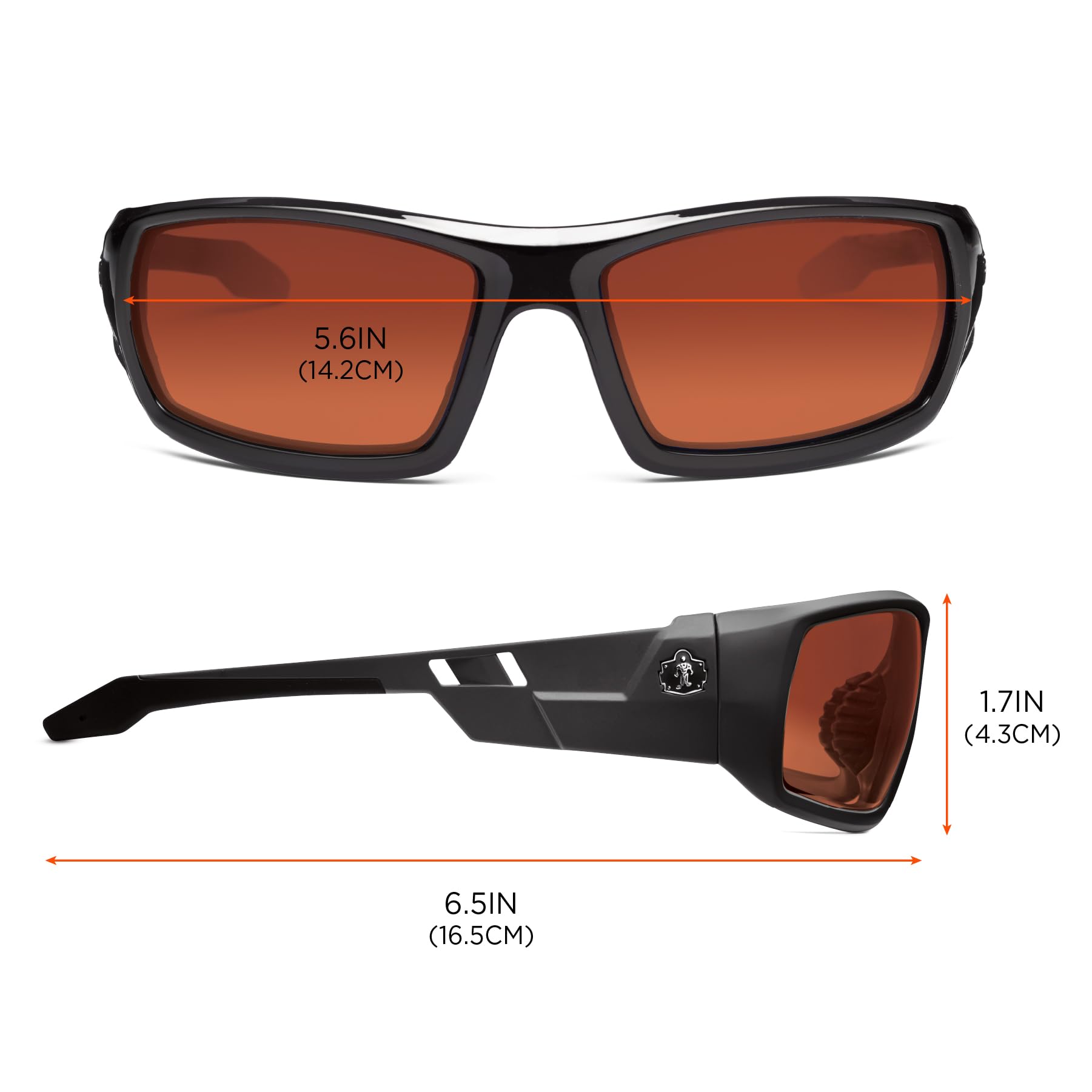 Ergodyne Skullerz Odin Safety Glasses - ANSI Z87.1 Certified, Anti-Fog, UV Protection for Construction, Woodworking & Outdoor Work
