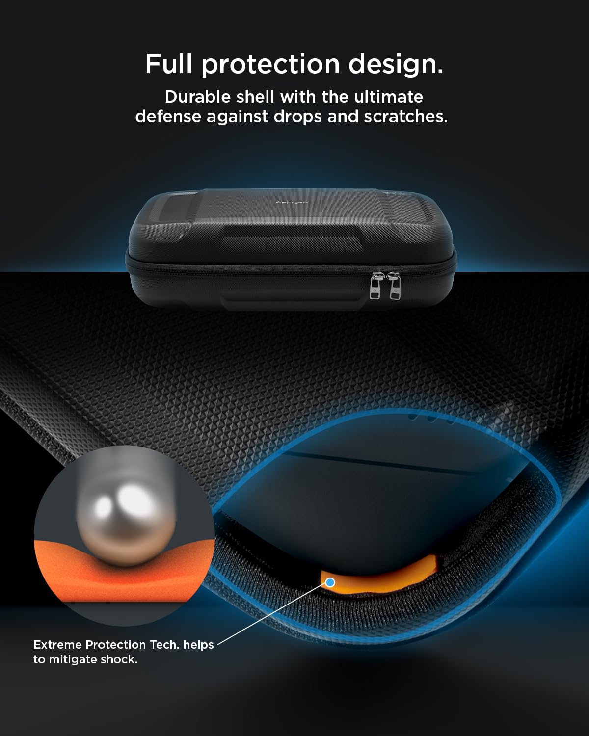 Spigen Rugged Armor Pro Case for Steam Deck LCD/OLED - Travel Protection with Accessory Pockets & Charger Storage - Perfect for Gaming On-The-Go