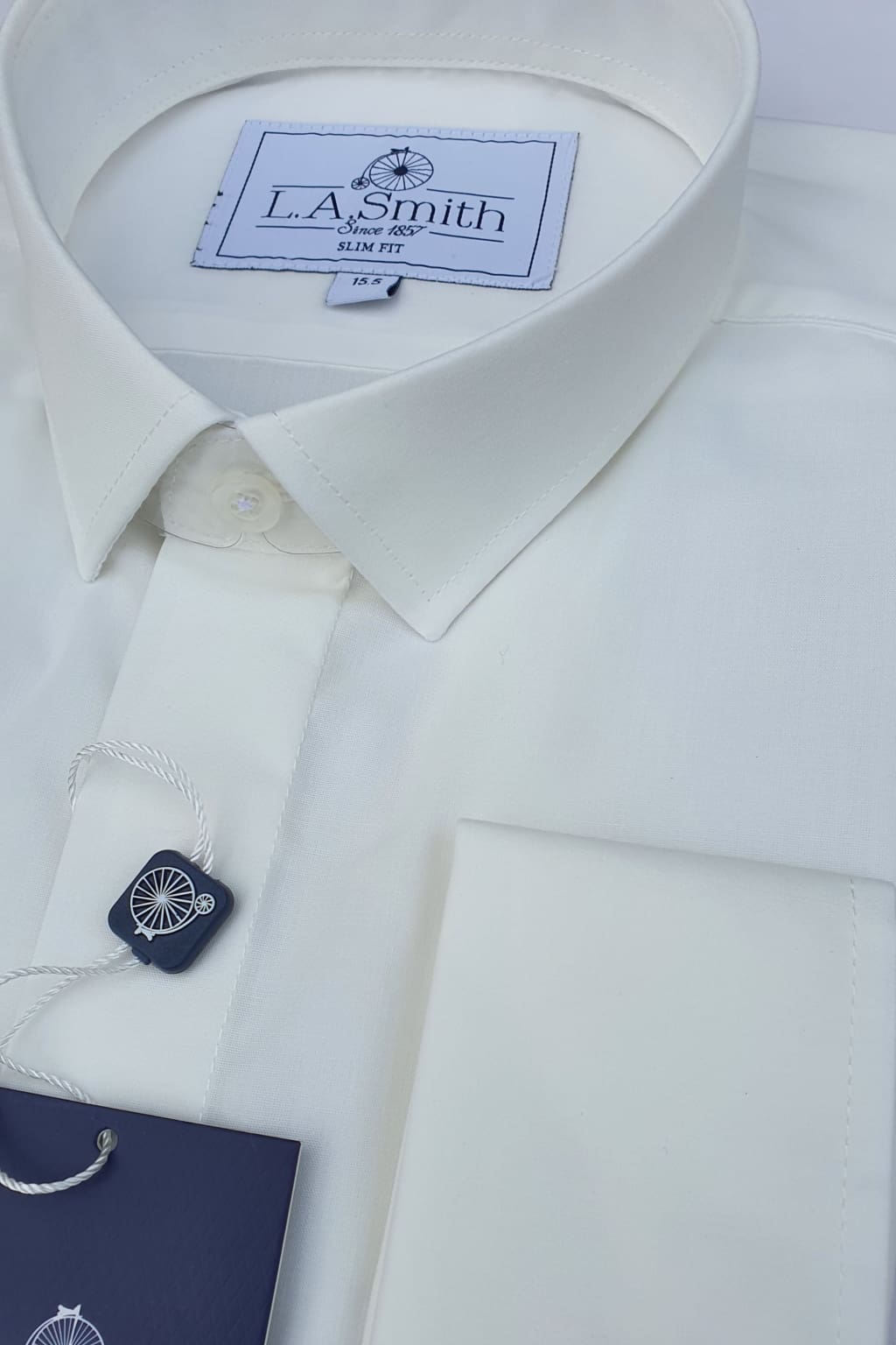 LA Smith Men's Ivory Slim Fit Dress Shirt - Formal Office Wear & Business Casual Attire for Professional Men