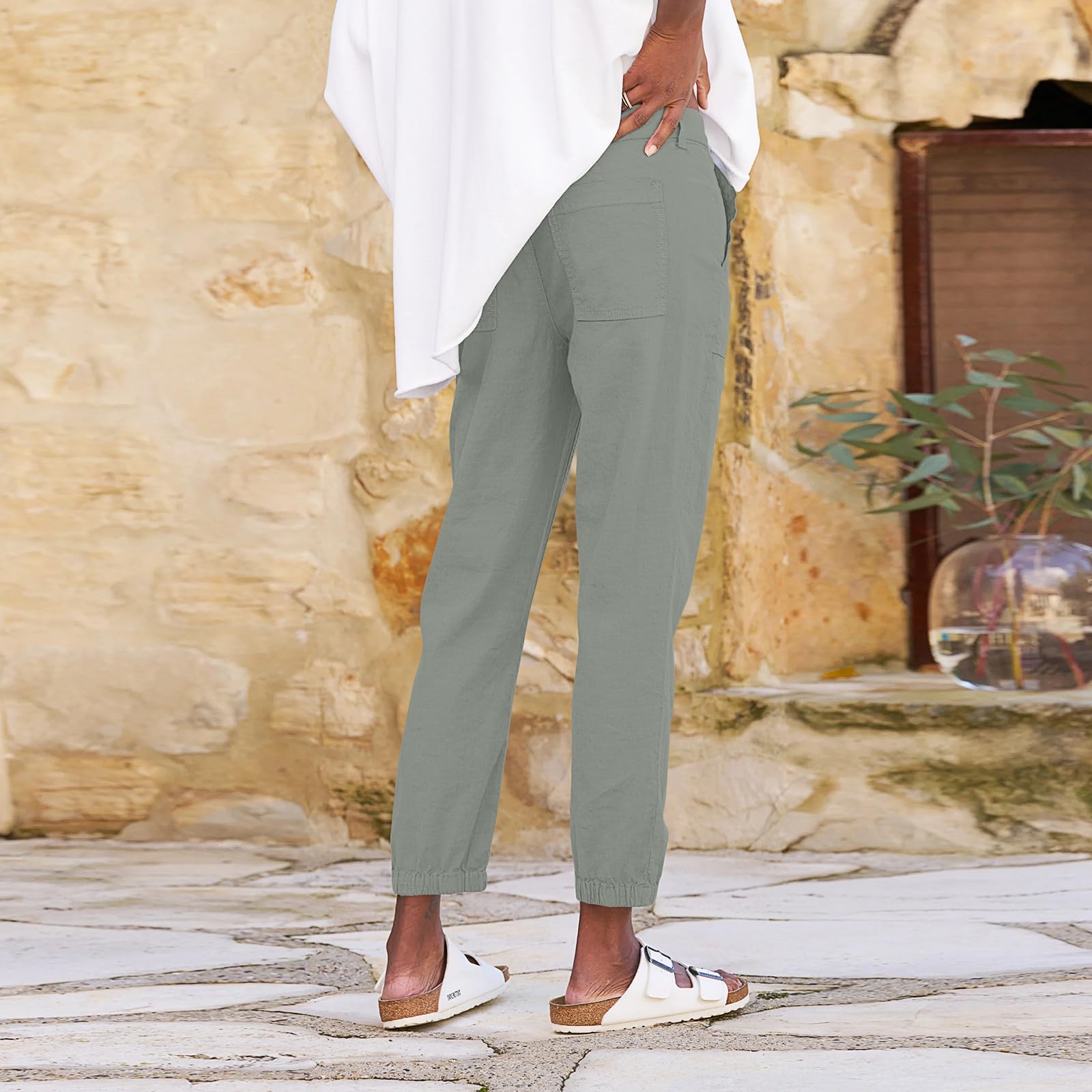 Women's High Waisted Ankle Pants - Stretchy Summer Casual & Business Work Pants with Pockets | Office Wear, Travel & Everyday Comfort