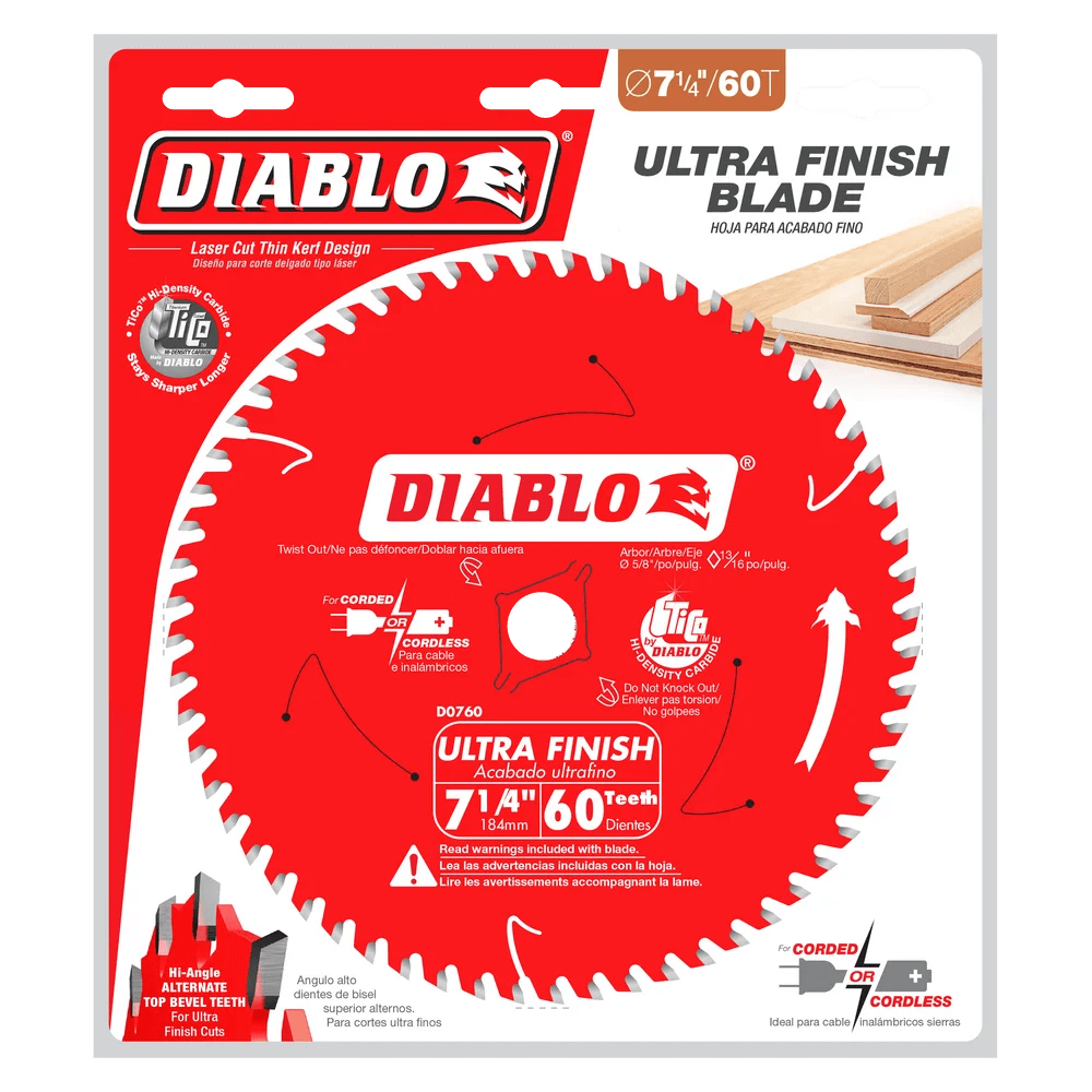 7 1/4 Inch 60-Tooth Ultra Finish Circular Saw Blade - 14 Pack for Woodworking, Carpentry, and DIY Projects