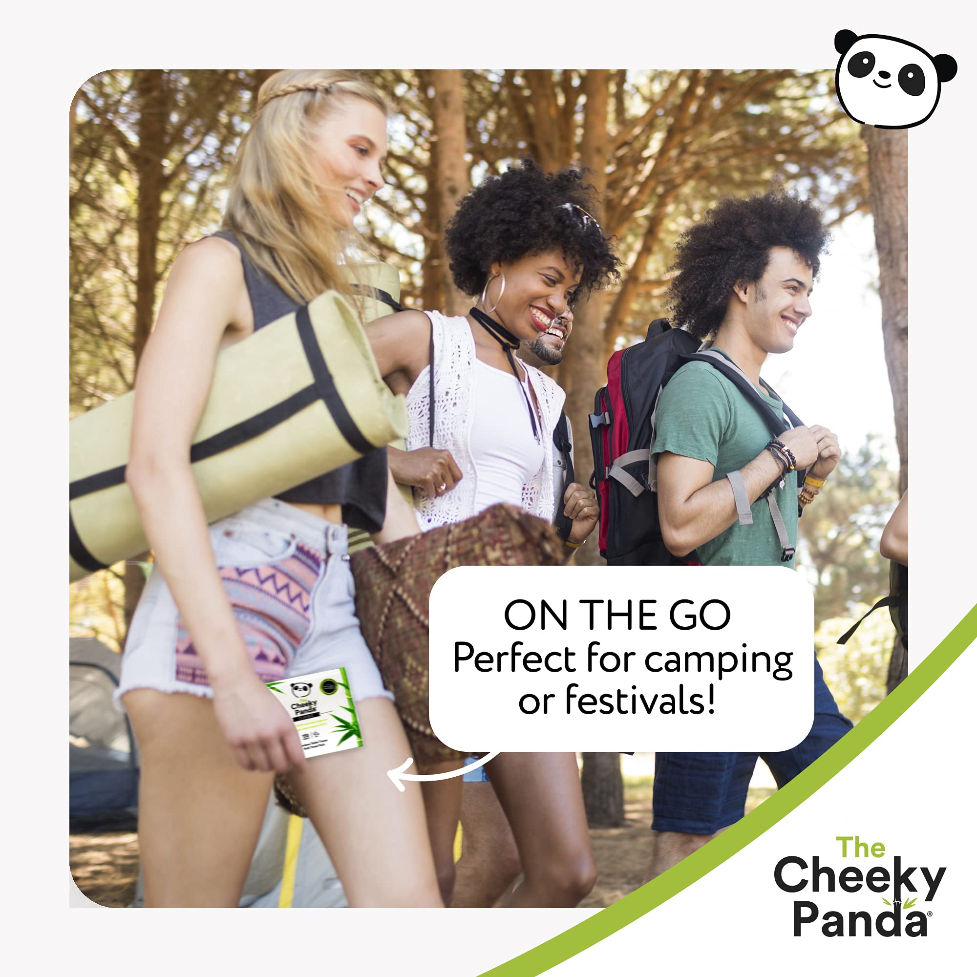 The Cheeky Panda Bamboo Travel Tissues | 150 Soft & Sustainable Bamboo Tissues in Flat Pack | Eco-Friendly, Strong & Hypoallergenic | Perfect for Travel, Camping, Festivals & On-the-Go Use