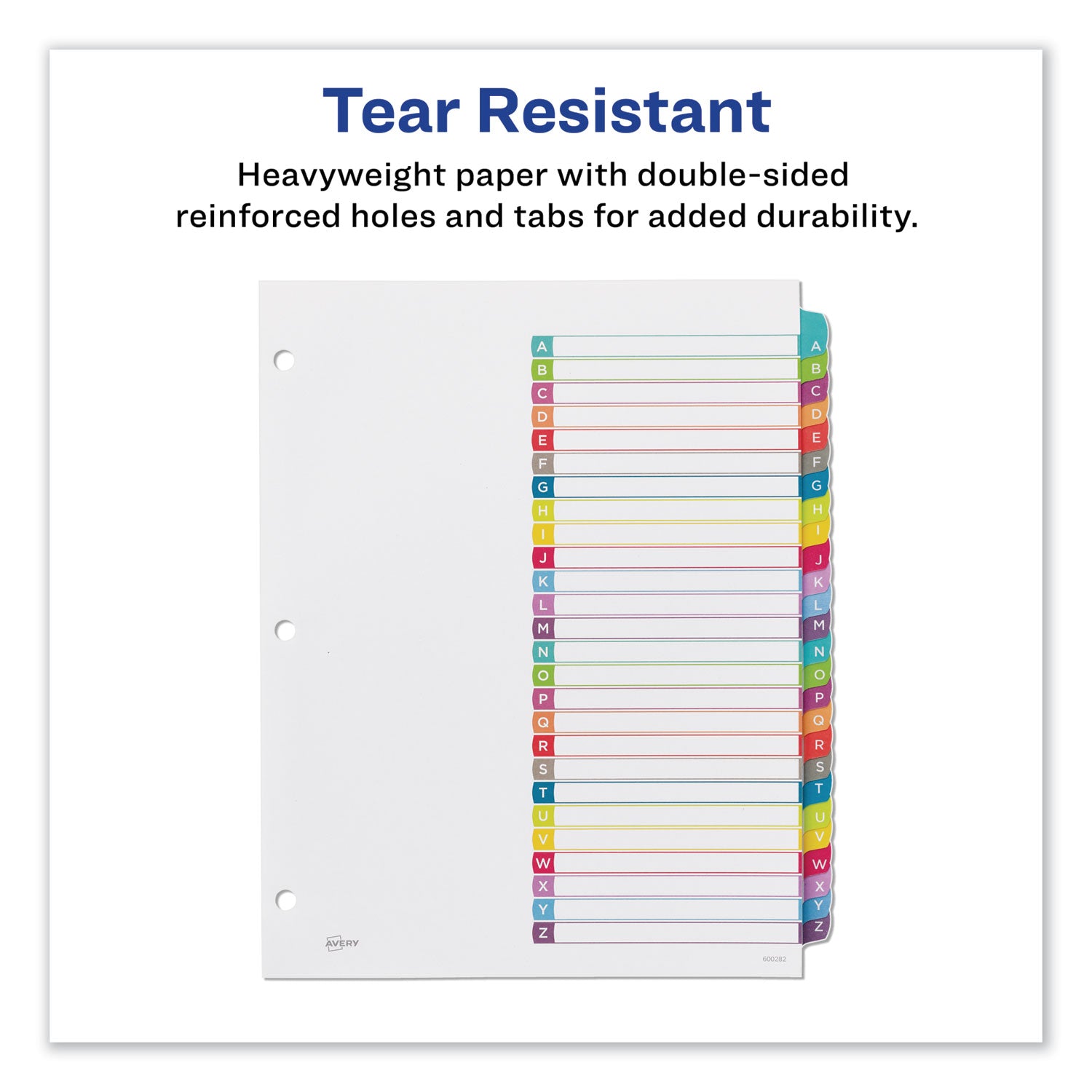Avery® Customizable A-Z Index Tab Dividers, 26 Multicolor Tabs, 8.5