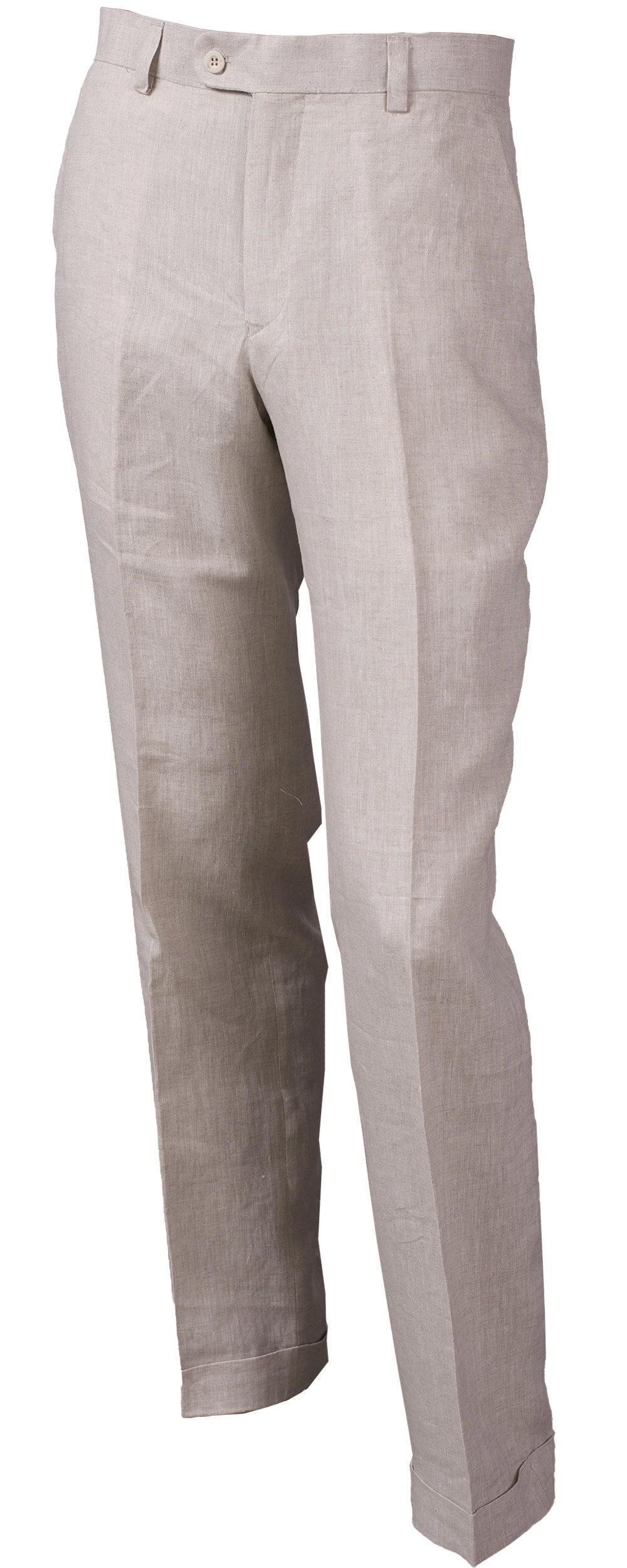 Men's Linen Flat Front Pants by Inserch - Breathable Summer Casual Pants for Office, Travel & Outdoor Activities