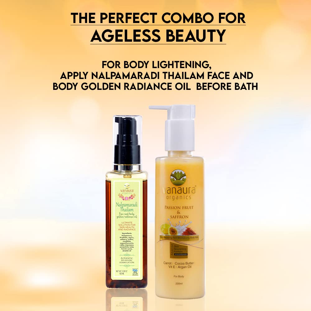 Vanaura Organics Passion Fruit & Saffron Body Lotion - Deep Moisturizing & Skin Repair Cream for Dry Skin - 200ml - Perfect for Daily Hydration & Nighttime Skin Care
