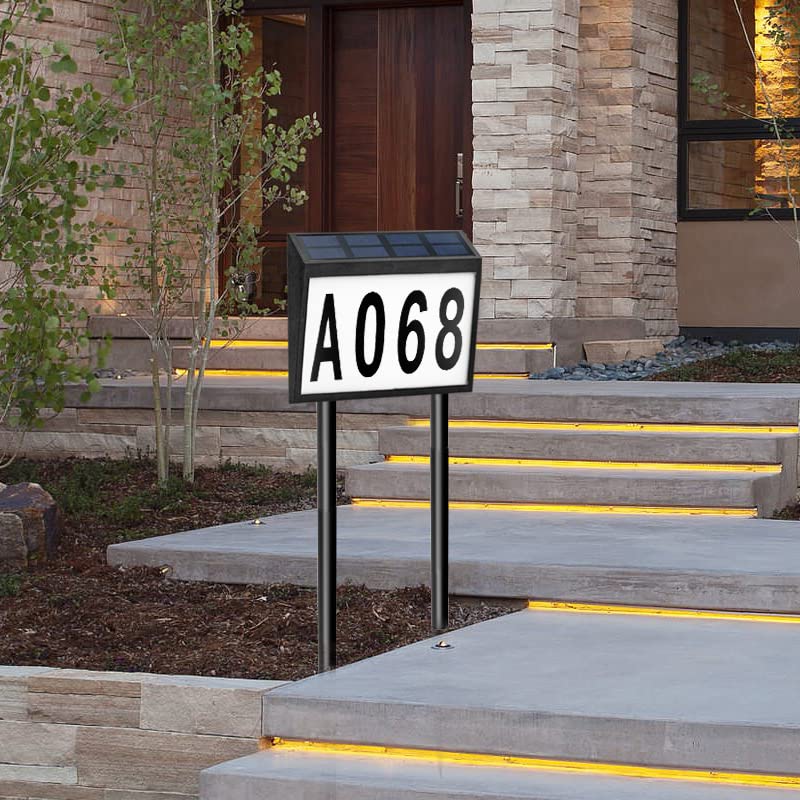 Custom Solar House Numbers for Outdoor Address Signs - Waterproof Black Solar Address Plaque with 2 Stakes | Perfect for Driveway, Mailbox & Front Yard House Number Display