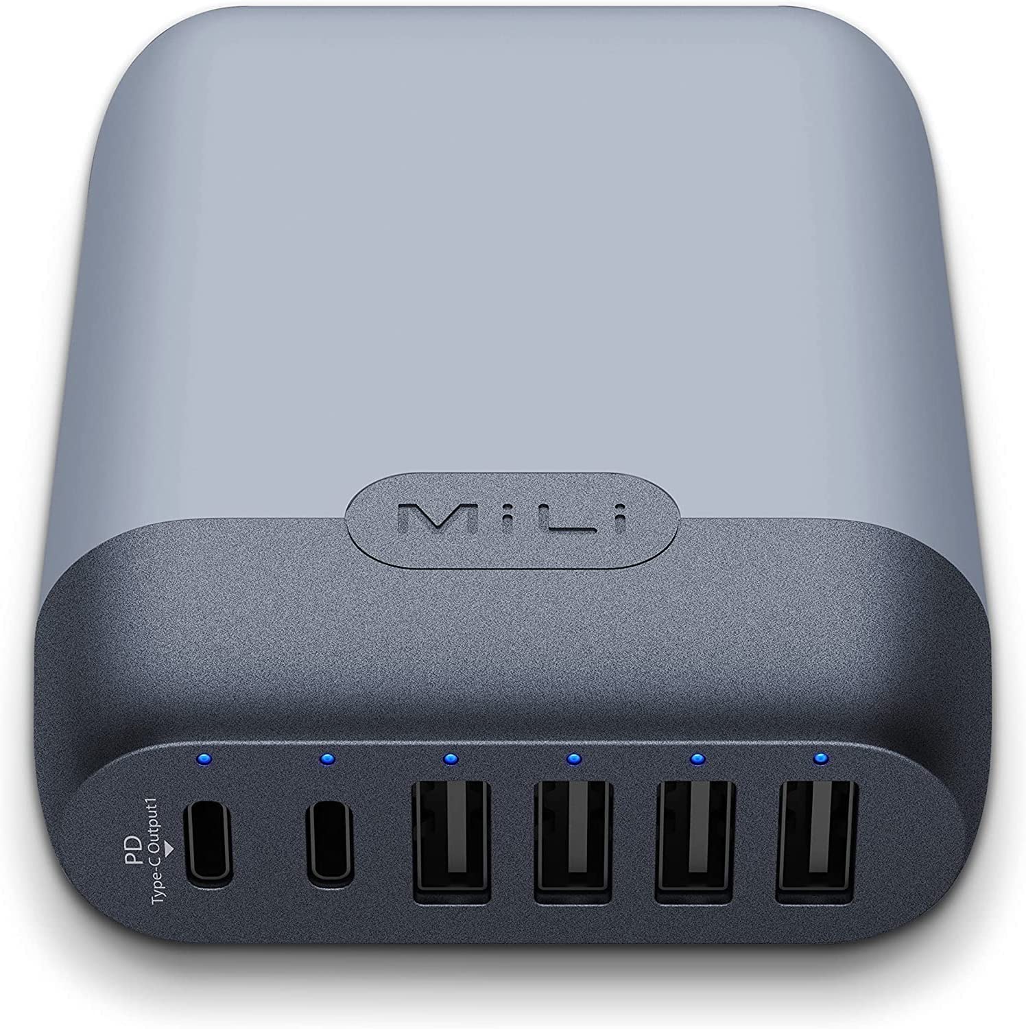 6-Port 60W USB C Fast Charger for iPhone, MacBook, Android - Home & Office Use
