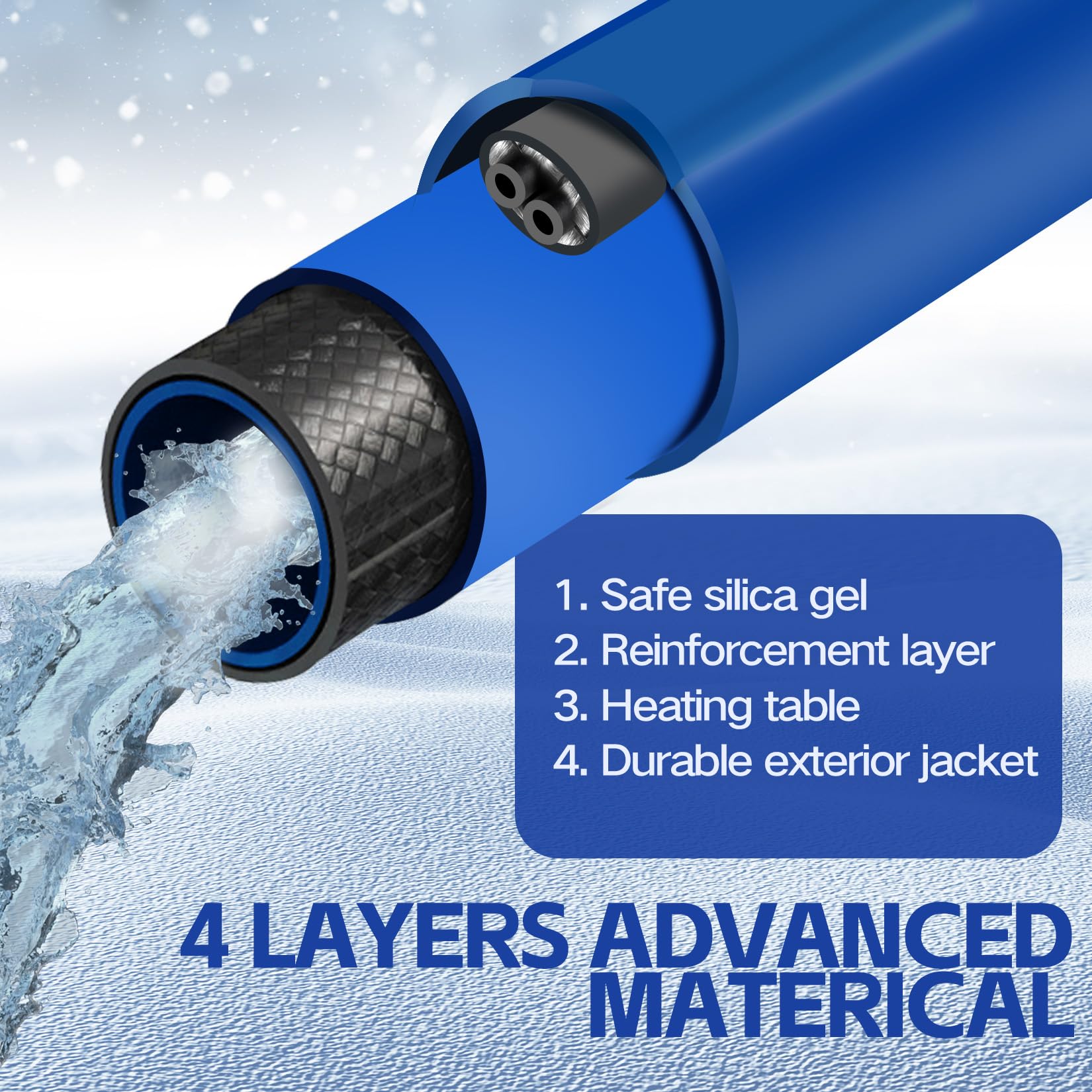 **15FT 25FT 75FT 100FT Heated RV Water Hose -45℉ Freeze Proof, Drinking Safe, Energy Saving Thermostat, 1/2