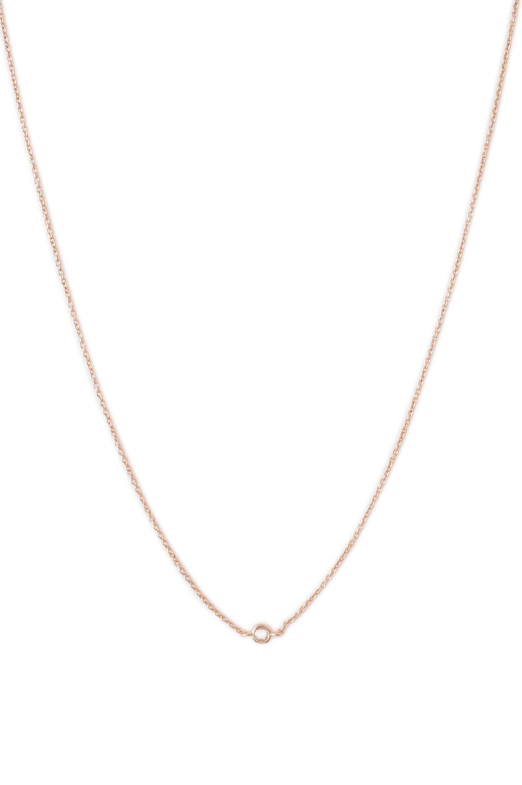 Honeycat Solo Tiny Crystal Bezel Necklace - Minimalist Delicate Jewelry in Gold, Rose Gold or Silver | Perfect for Everyday Wear, Gift Giving & Special Occasions