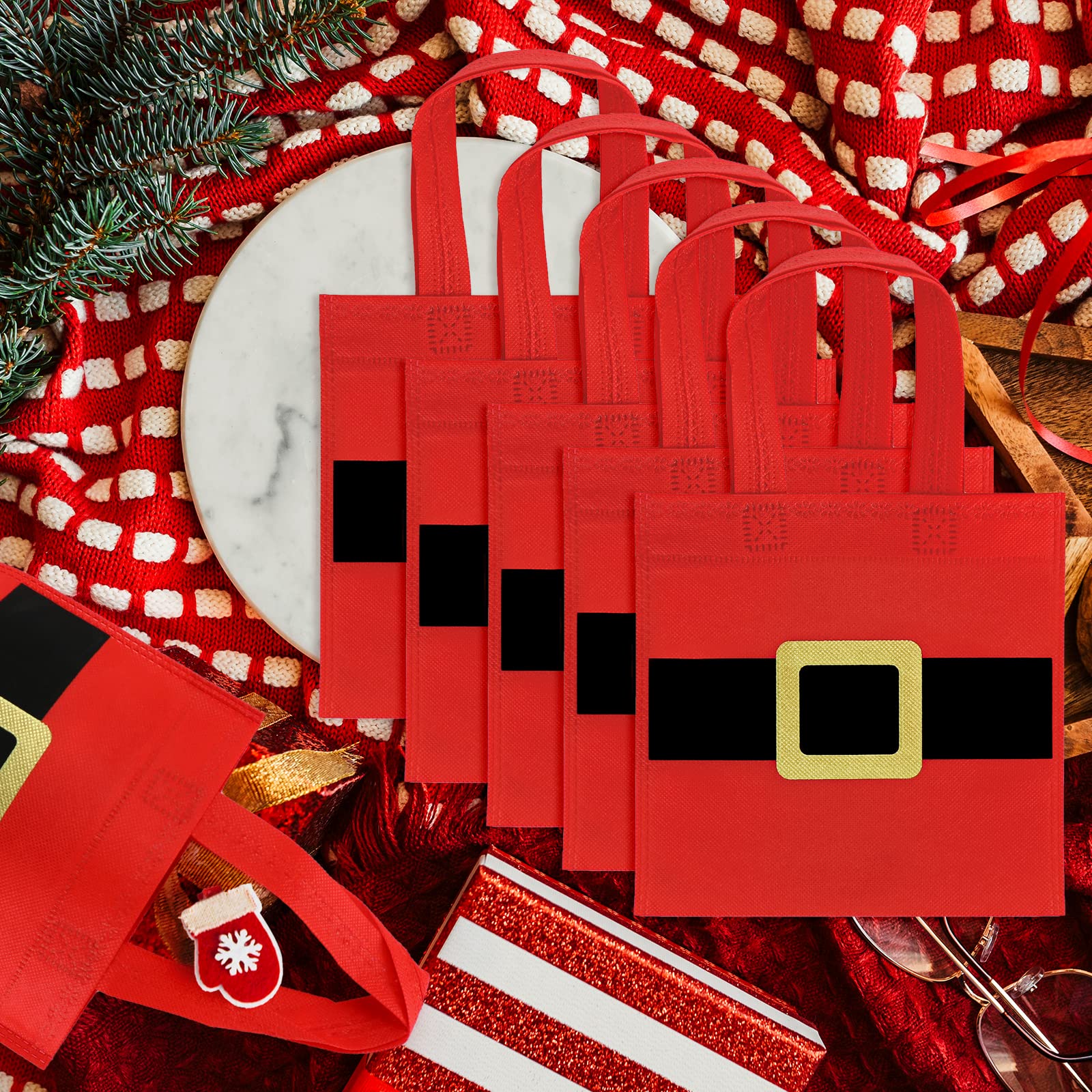 20Pcs Christmas Gift Bags with Santa Claus Design - Holiday Party Favor Bags for Candy, Treats & Goodies - Perfect for Xmas Parties, School Events & New Year Celebrations