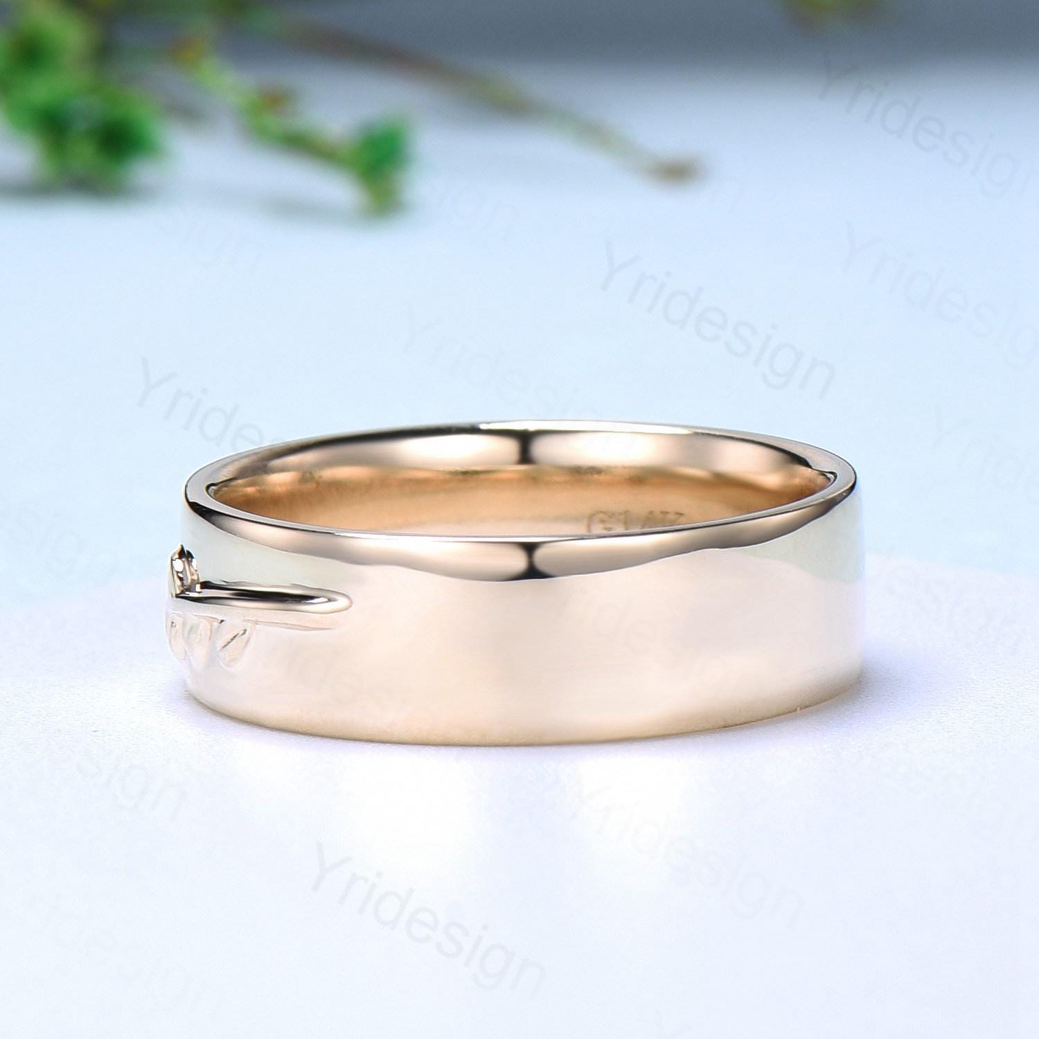 6mm 14K Yellow Gold Art Deco Leaf Branch Vines Wedding Band for Men - Unique Nature Inspired Ring for Engagement, Anniversary & Special Occasions - Perfect Gift for Him, Outdoor Enthusiasts & Nature Lovers