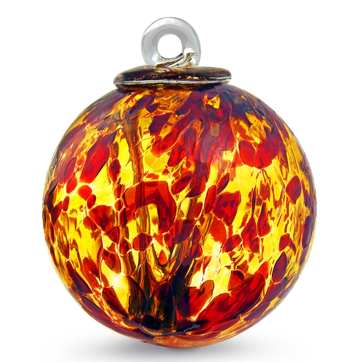 4 Inch Iron Art Glass Designs Witch Ball Garnet/Gold - Elegant Home Decor for Windows, Gardens & Gift Giving