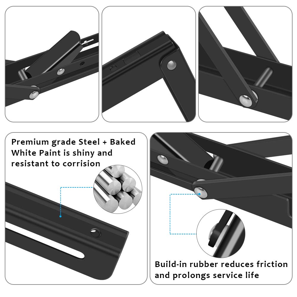 Heavy Duty Folding Shelf Brackets 2 Pack - 100lb Capacity for Wall Mounted Shelves & Tables (8