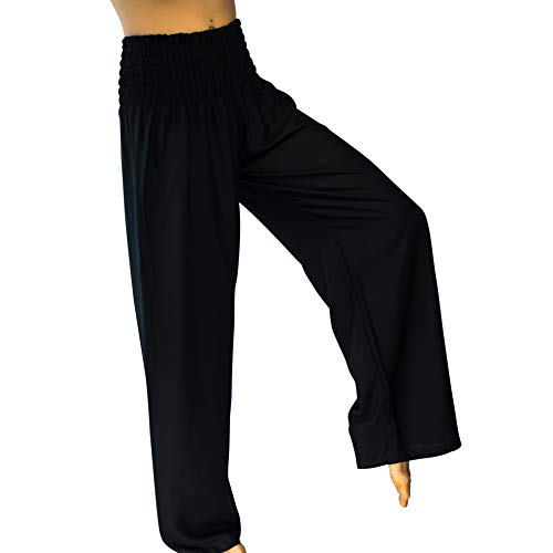 PIYOGA Women's Wide Leg Palazzo Pants - Loose Flare Yoga Pants with Smocked High Waist & Pockets | Comfortable Lounge Pants for Yoga, Travel & Casual Wear