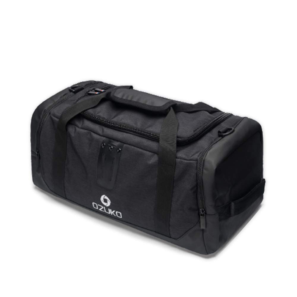 OZUKO Waterproof Travel Duffel Backpack with Shoe Compartment - Lightweight Gym Bag for Men & Women, Perfect for Sports, Workout, Business Trips and Weekend Getaways (Black)