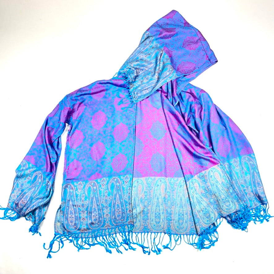 PASH ROBE Teal & Pink Paisley Printed Womens Kimono Robe - Lightweight Loungewear for Spa, Beach Cover Up & Boho Chic Outfits