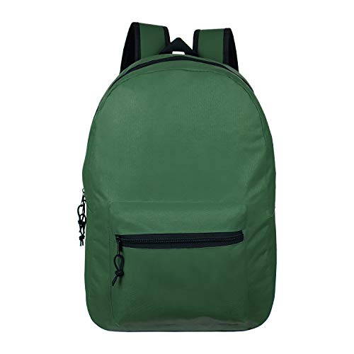 15 Classic Basic Backpacks in 6 Colors - Bulk Pack of 24 School Bags for Students, Travel & Everyday Use