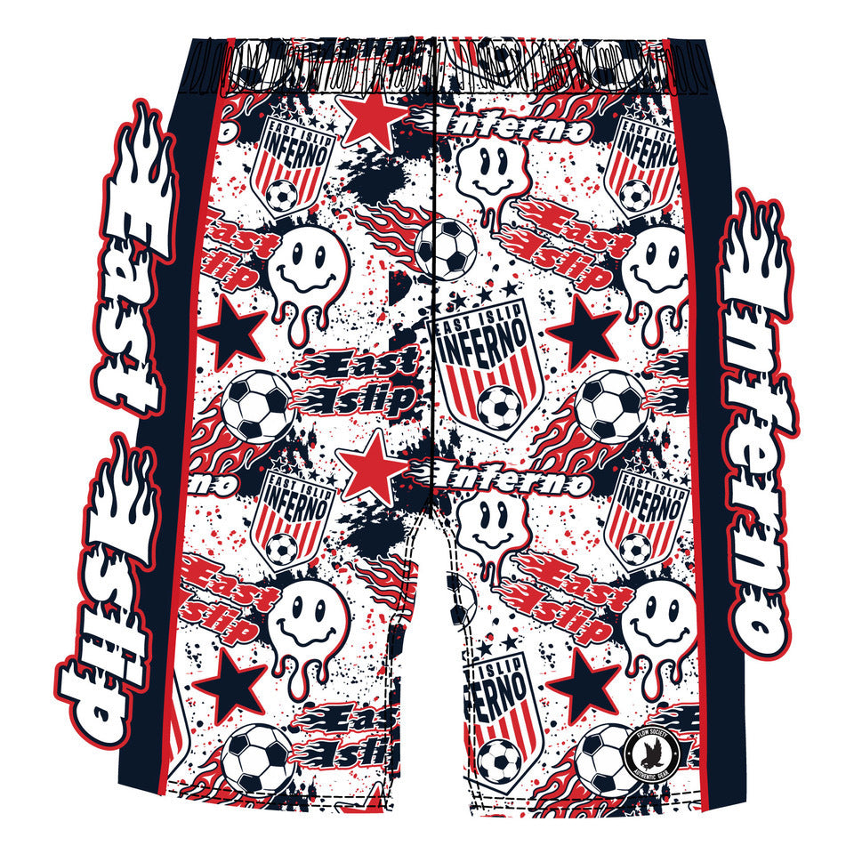 Boys & Men's East Islip Inferno White Soccer Shorts - Breathable Athletic Shorts for Soccer Training & Games - Perfect for Youth & Adult Soccer Players