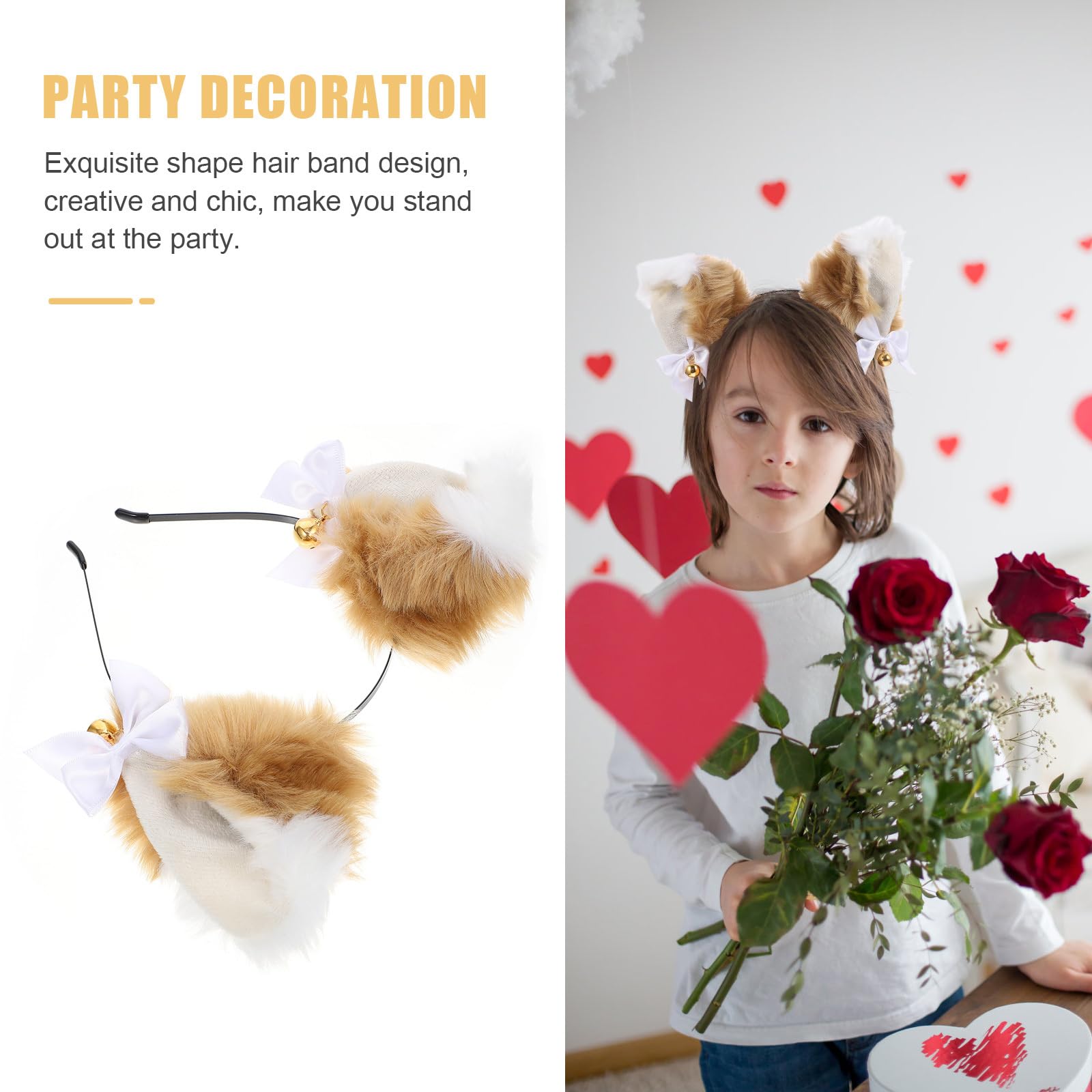 Uonlytech Fox Ears Headband - Faux Fur Animal Ears Hair Hoop with Bells for Anime Cosplay, Fancy Dress Party, Halloween Costume Accessories | Perfect for Cosplay Events, Halloween Parties, and Themed Gatherings