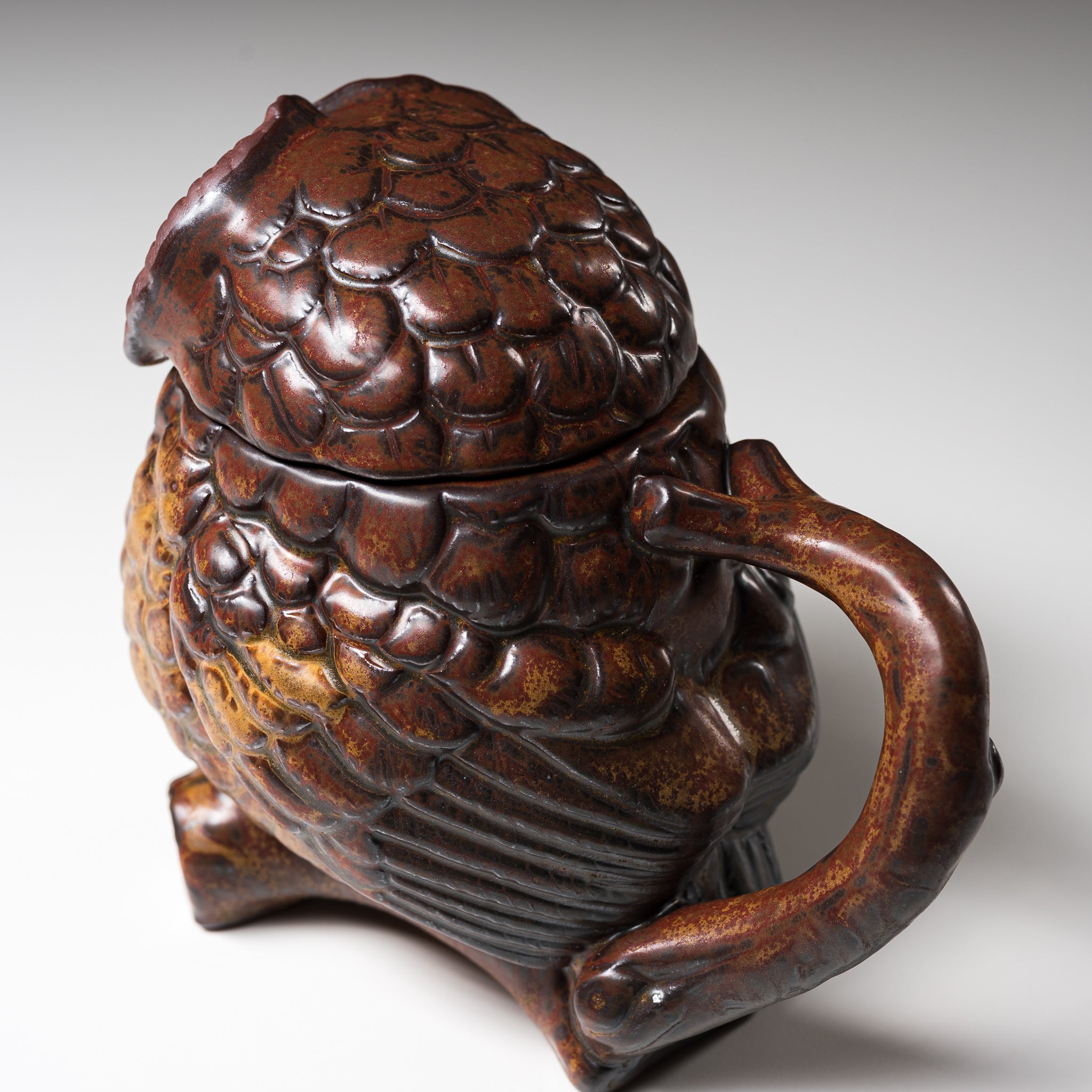 Seto Ware KASHIWA Animal Teapot - Handcrafted Japanese Owl Teapot, Ceramic Tea Pot with Infuser, Perfect for Home Decor & Tea Ceremonies