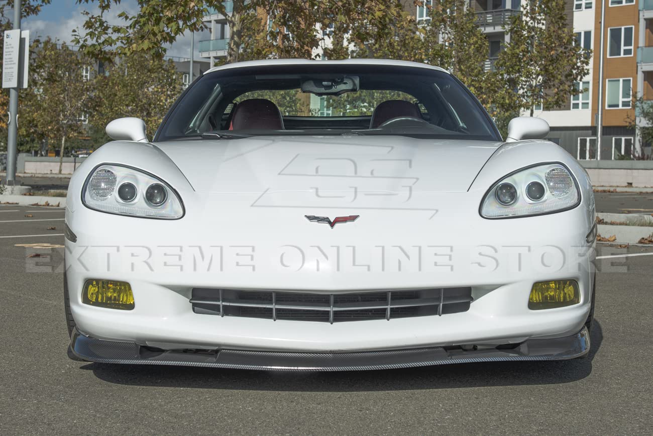 2005-2013 Chevrolet Corvette C6 Base & ZR1 Models Carbon Fiber Front Bumper Lip Splitter | ABS Plastic Hydro-Dipped | Enhanced Aerodynamics & Style for Street Racing & Car Shows
