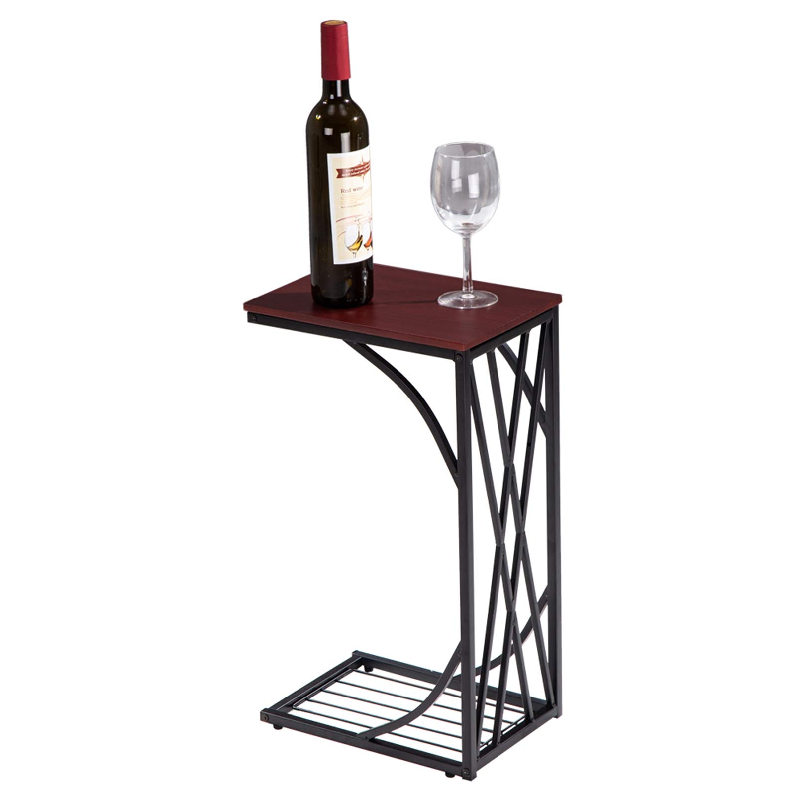 Brown C-Shaped Sofa Side Table - 30.5