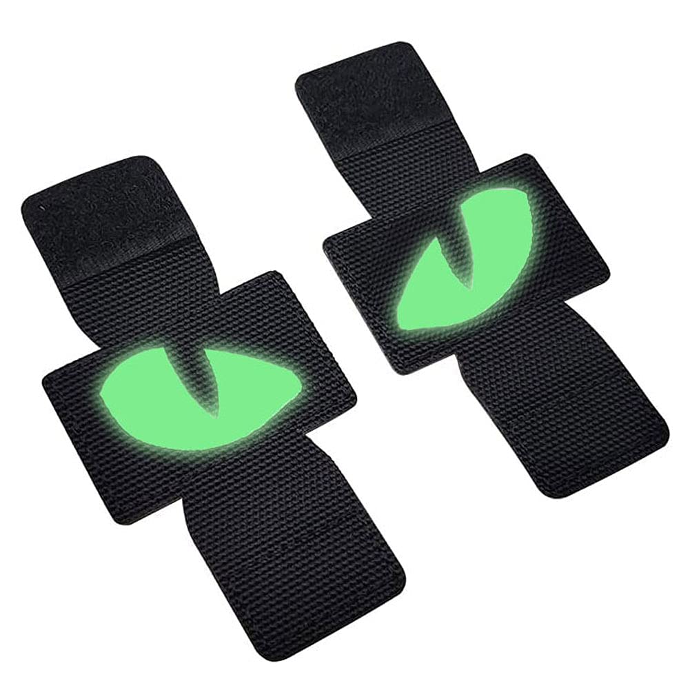 Tactical Velcro Patches - Reflective Fun Cat Eye Morale Patches (2-Pack) | Military Grade Embroidered Hook and Loop Badges for Backpacks, Jackets, Hats & Outdoor Gear | Perfect for Camping, Hiking & Tactical Enthusiasts (Black)