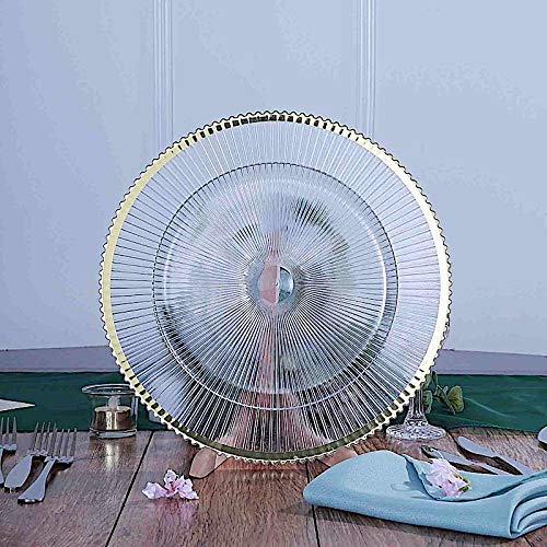 24-Pack 13-Inch Gold Plastic Charger Plates with Starburst Trim - Elegant Wedding, Reception, Party Table Decor for Events & Special Occasions