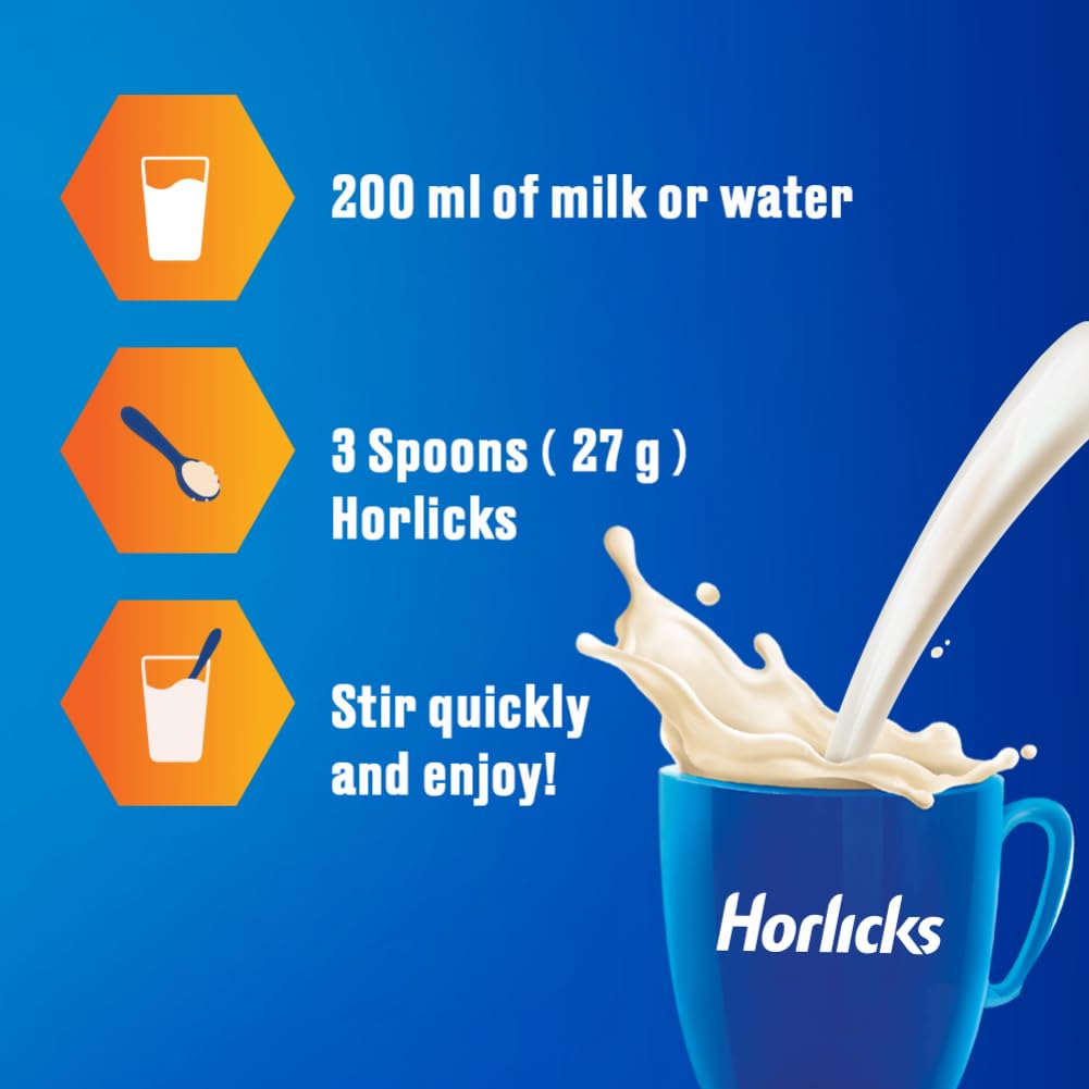 Horlicks Classic Malt Nutrition Drink Powder - 500g Jar for Kids | Clinically Proven to Support Growth, Strength & Brain Development | Perfect for Breakfast, Snacks & Bedtime