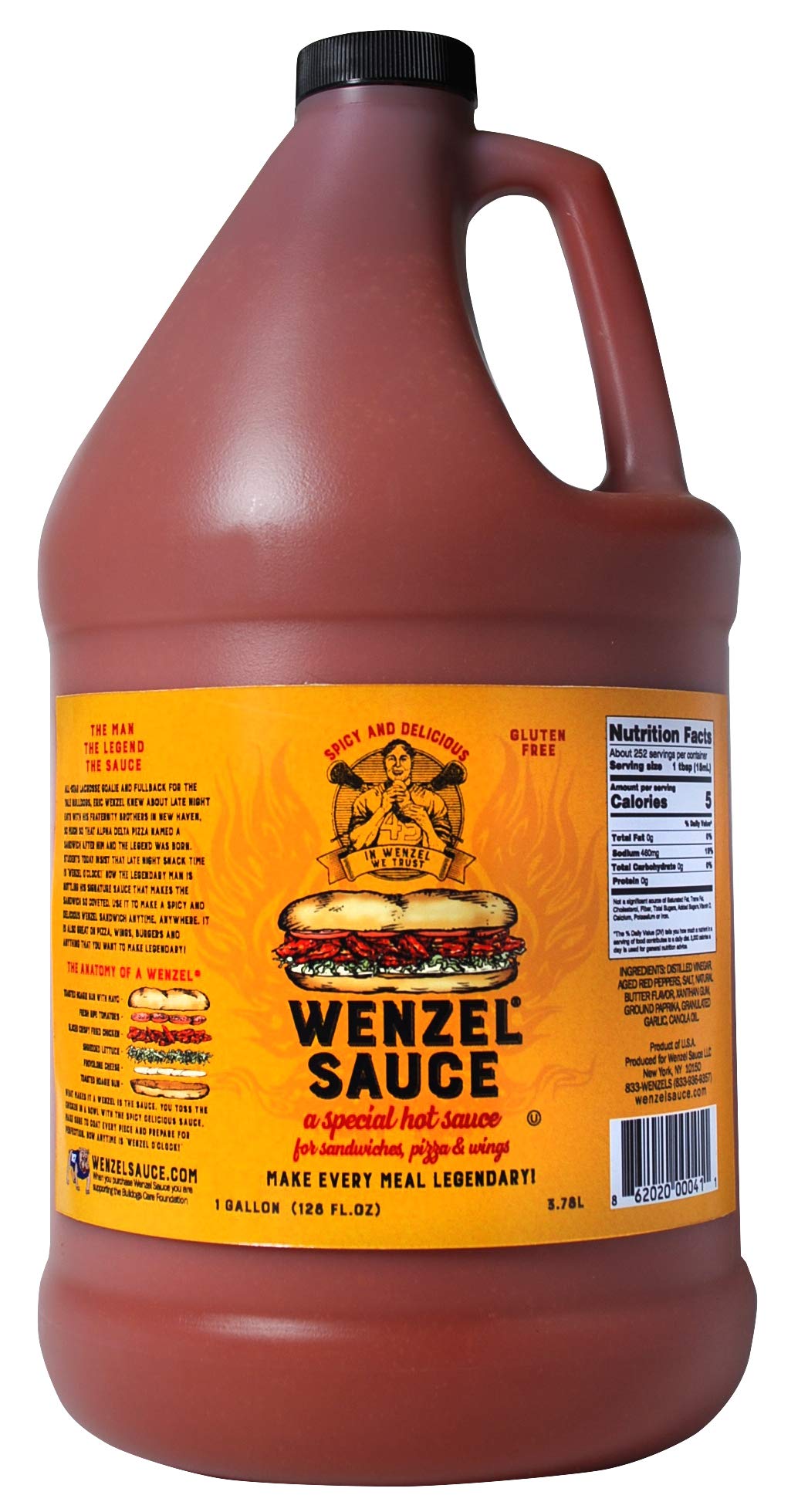 Wenzel #1 Sandwich Hot Sauce - Spicy, Tangy & Delicious Gallon Size | Perfect for Sandwiches, Burgers, Wings & BBQ | Legendary Flavor for Any Meal