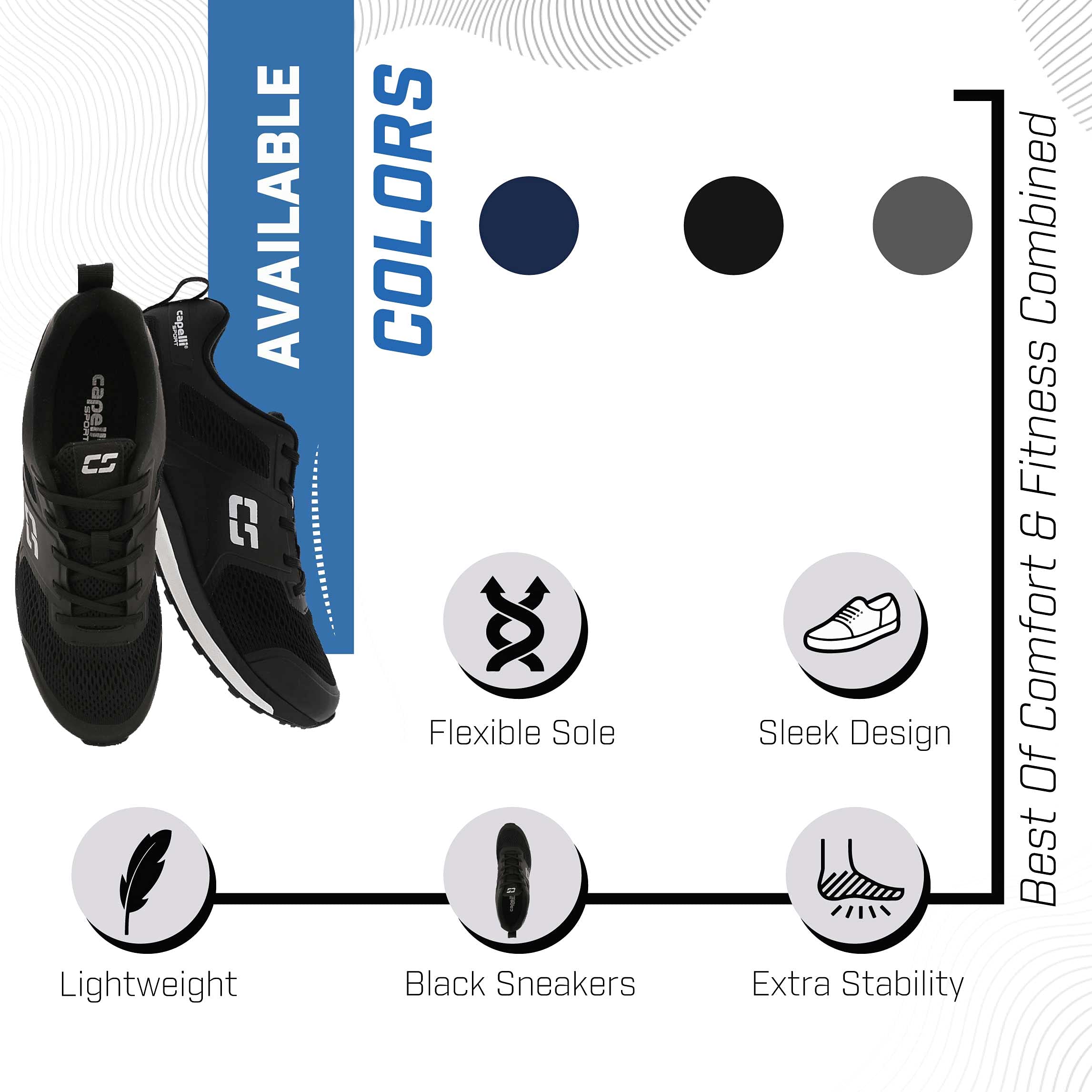 Capelli Sport Men's Running Sneakers - Lightweight Athletic Shoes for Jogging, Gym & Casual Wear - Breathable Comfort Walking Shoes for Men
