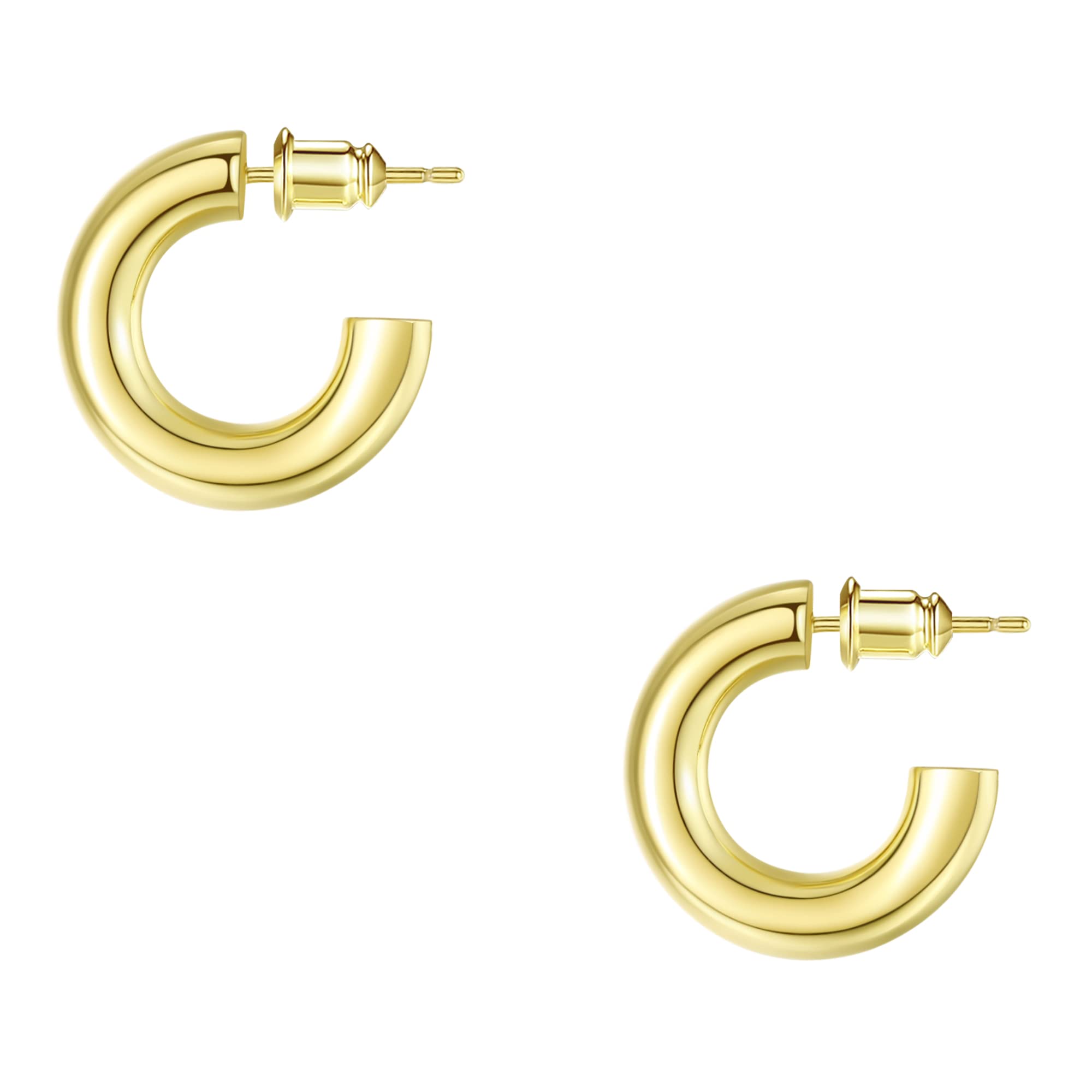 14K Gold Plated Chunky Open Hoop Earrings for Women - Lightweight Thick Gold Hoops - Perfect Gift for Girls, Birthday, Anniversary & Everyday Wear