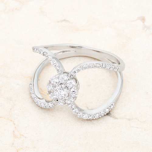 0.4ct CZ Rhodium Plated Floral Wrap Ring for Women - Elegant Jewelry Gift for Wedding, Anniversary, Valentine's Day - Perfect for Bridal, Party & Special Occasions